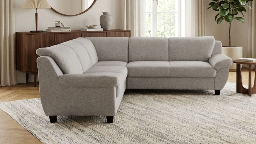 OTTO home Ecksofa »Silkeborg 251 x 251 cm, formschönes Sofa mit dunklen Füßen« aus haustierfreundlichem Pet Friendly Bezug