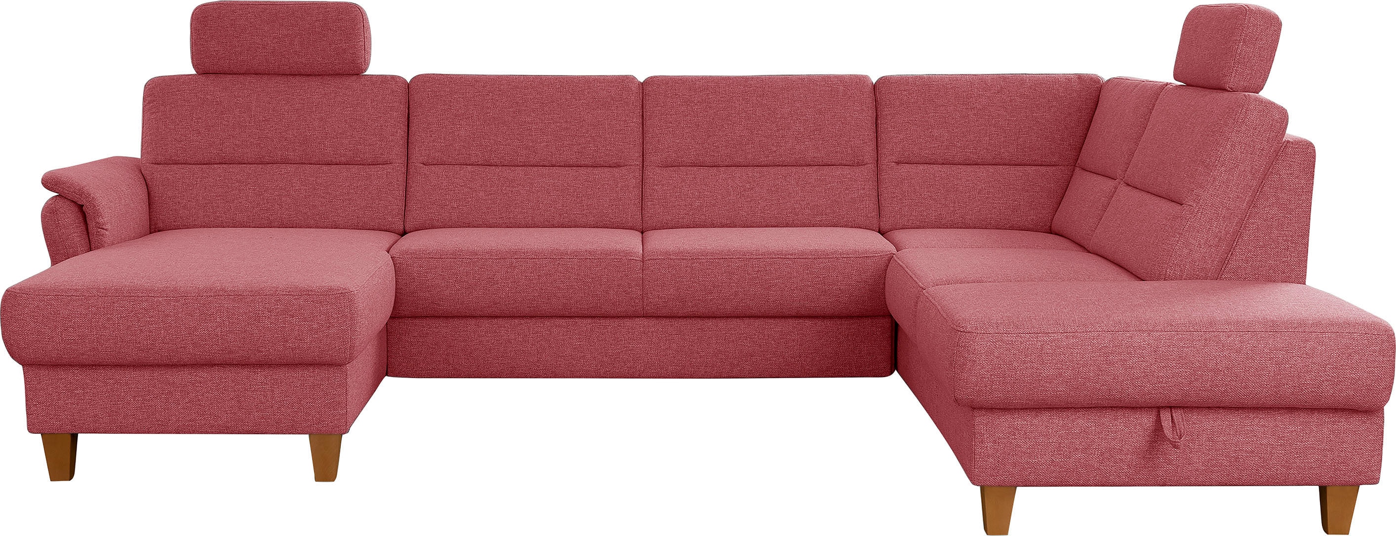 Home affaire Wohnlandschaft "Palmera U-Form, B: 308 cm, große Stoff + Leder Auswahl" optional Schlaffunktion & Bettkasten, Federkern, XXL-Wohnlandschaft