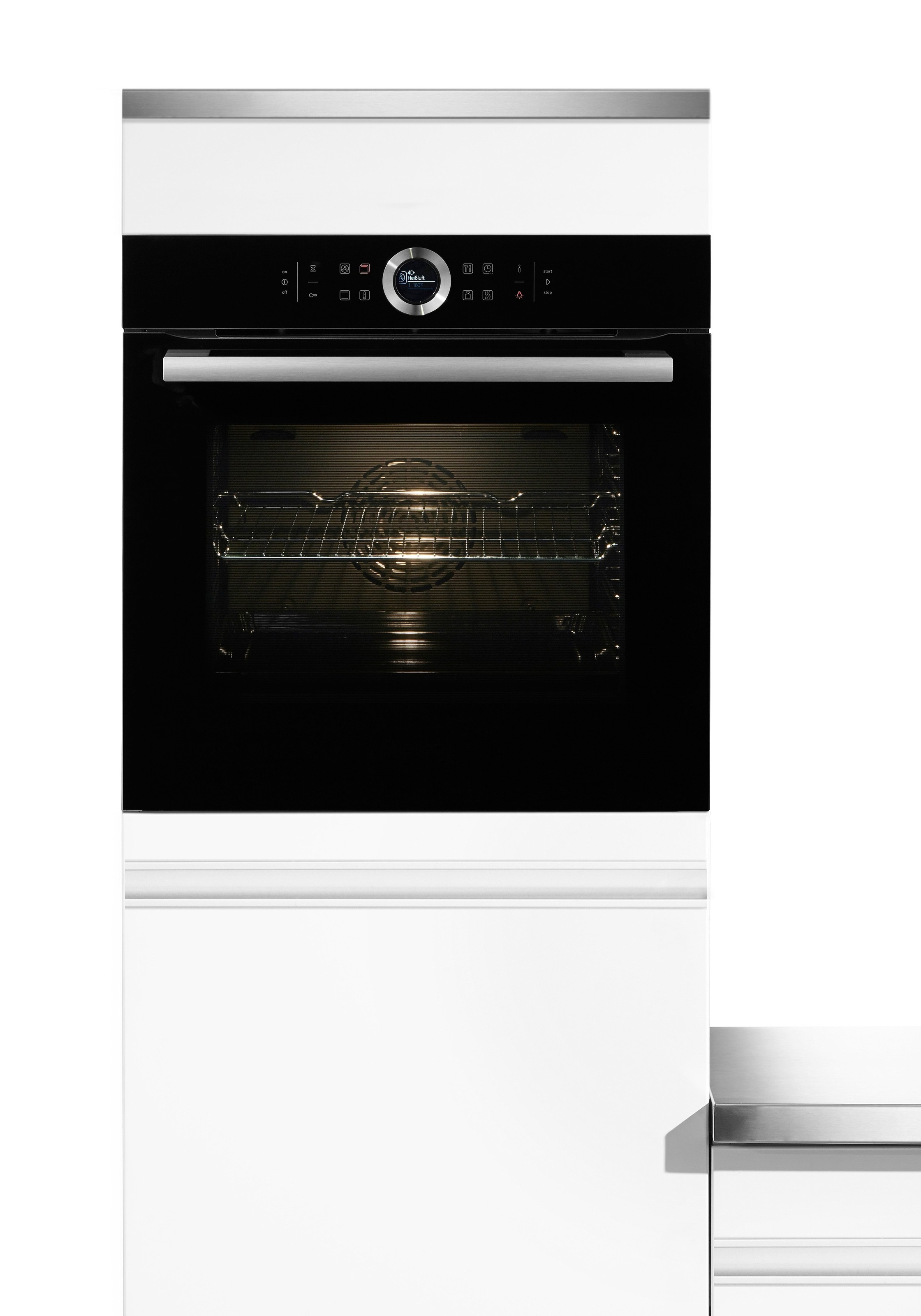 BOSCH Einbaubackofen »HBG635B«, Serie 8, mit Teleskopauszug nachrüstbar, ecoClean Direct, 4D-Heißluft-Eco-Ober-/Unterhitze Eco-Umluft-Infra-Grill-Großflächen-/Kleinflächengrill-Pizzastufe-Sanftgaren-Vorwärmen-Warmhalten-Auftaustufe, mit Pizzastufe