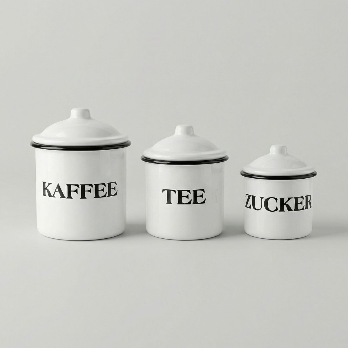 Ambiente Haus Küchenorganizer-Set "Emailliert - Tee, Kaffee, Zucker"