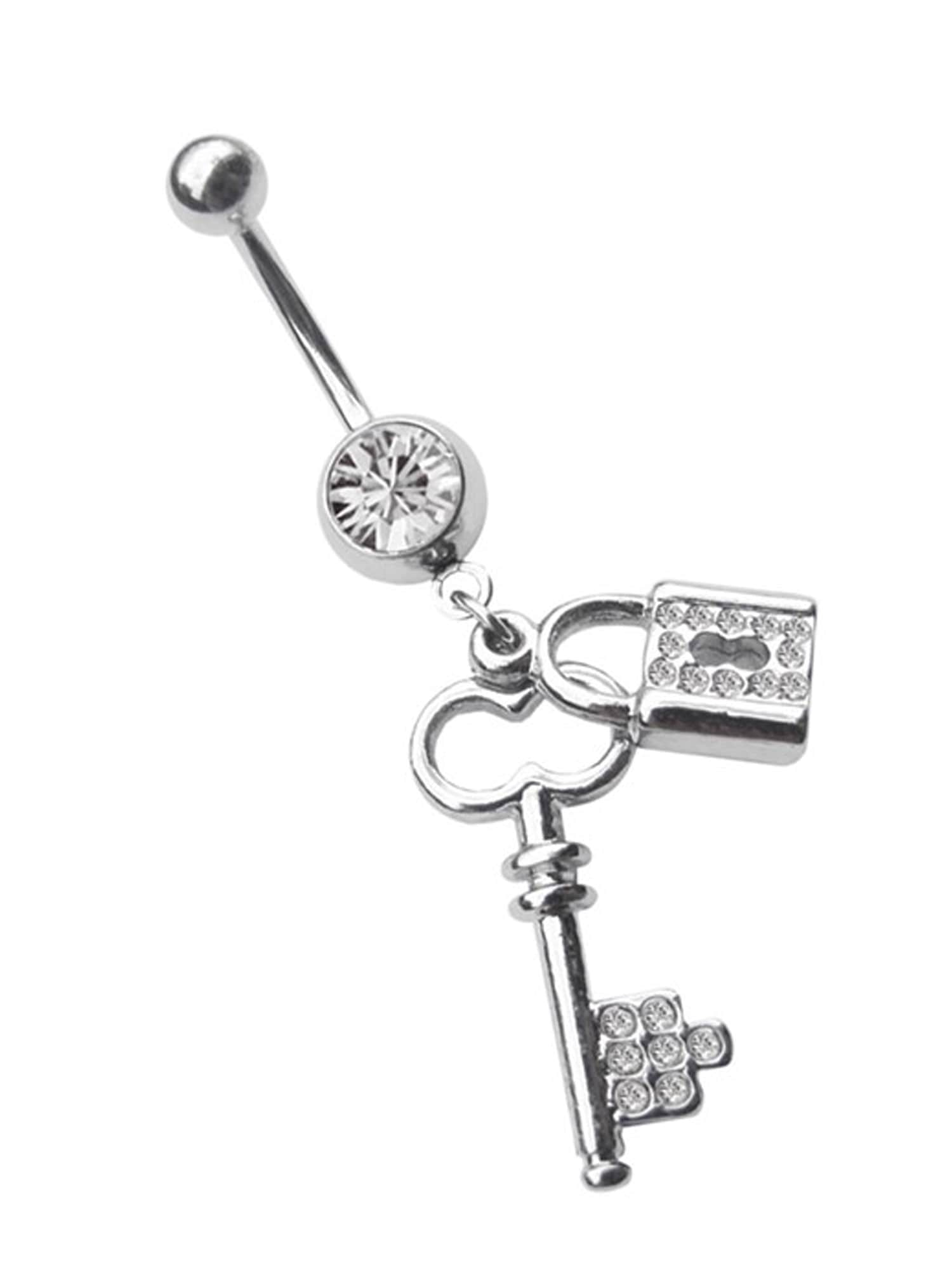 Adelia´s Bauchnabelpiercing "Piercing  Piercing Bauchnabelpiercing", 316l Stahl Banane - mit Schloss Schlüssel und Zirko