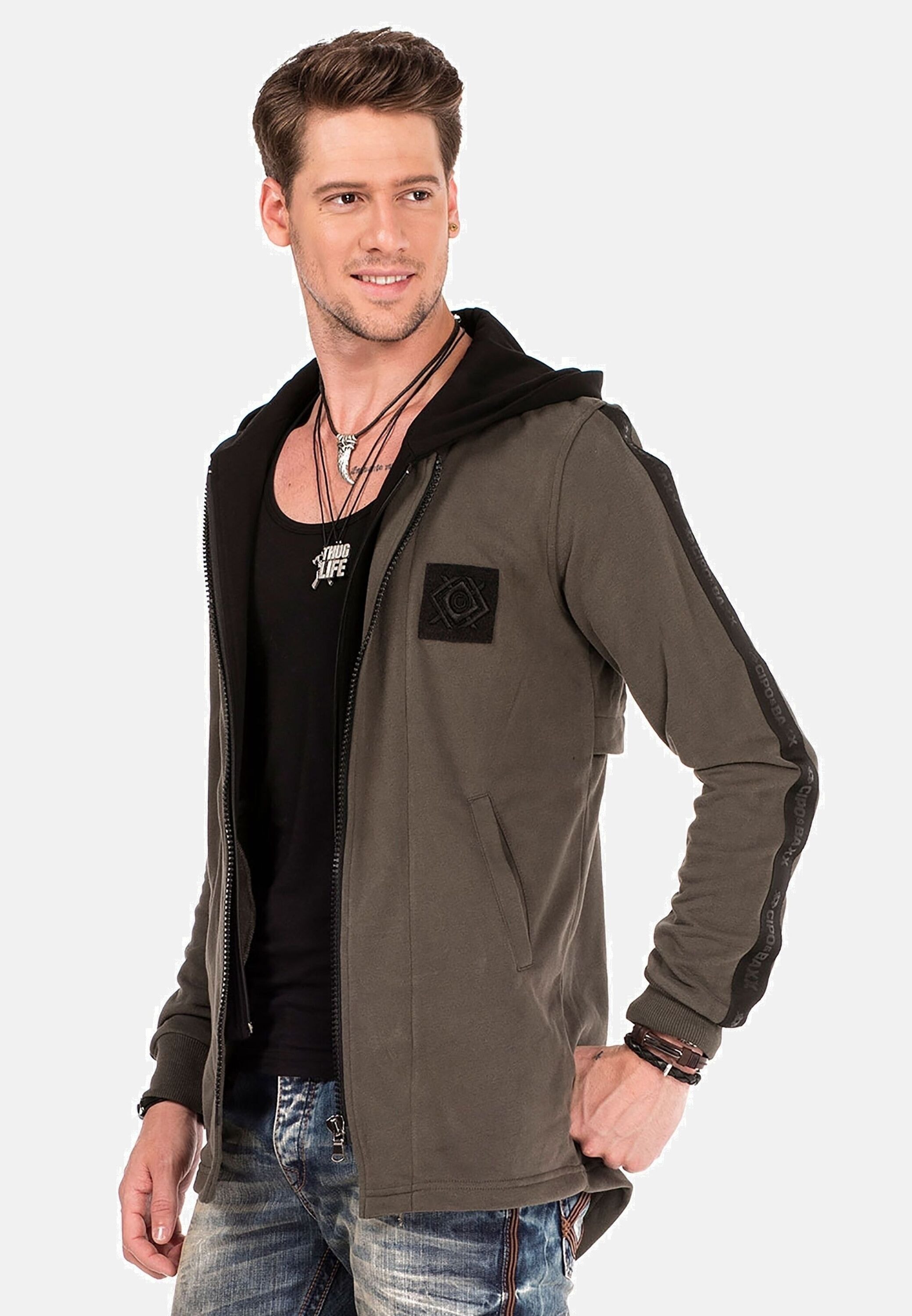 Cipo & Baxx Sweatjacke »Sweatjacke«, mit Layeroptik, CL-305