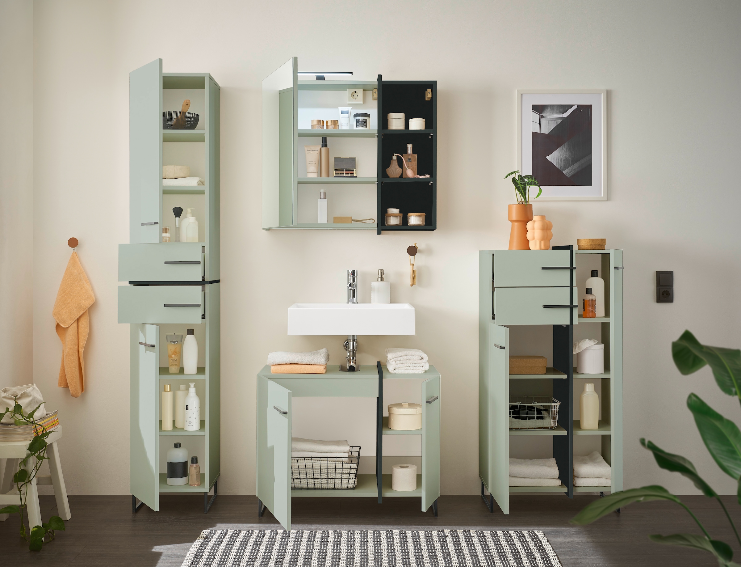 BASIC by Balculina Midischrank »Palermo, BxHxT 60x119x35 cm« 1 Stk. tlg. Breite 60cm, Softclose, Metallfüße