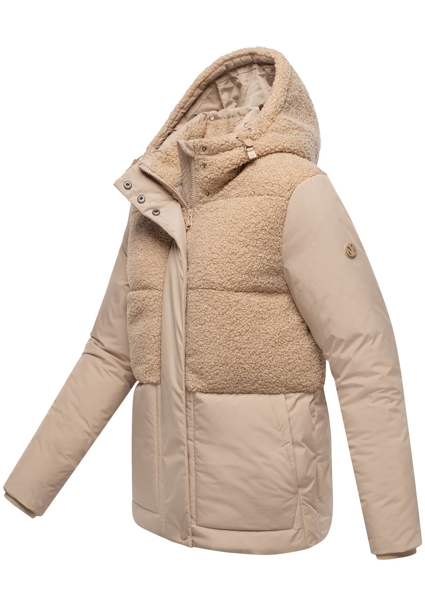 Marikoo Winterjacke »Sheeta«, Kombination aus Teddyfleece und glattem Material