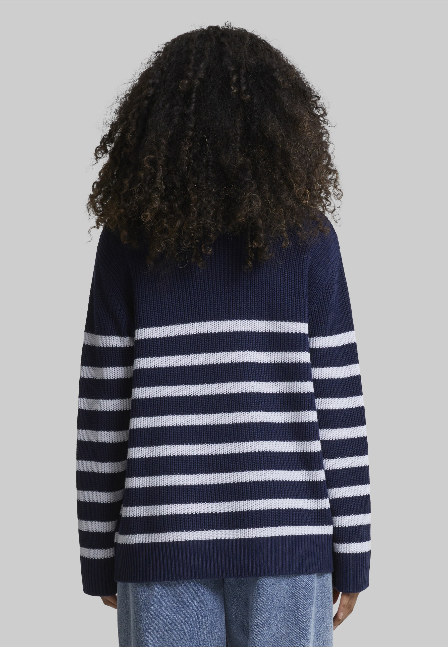 URBAN CLASSICS Fleecepullover »Urban Classics Damen Ladies Rib Striped Sweater«, 1 Stk.
