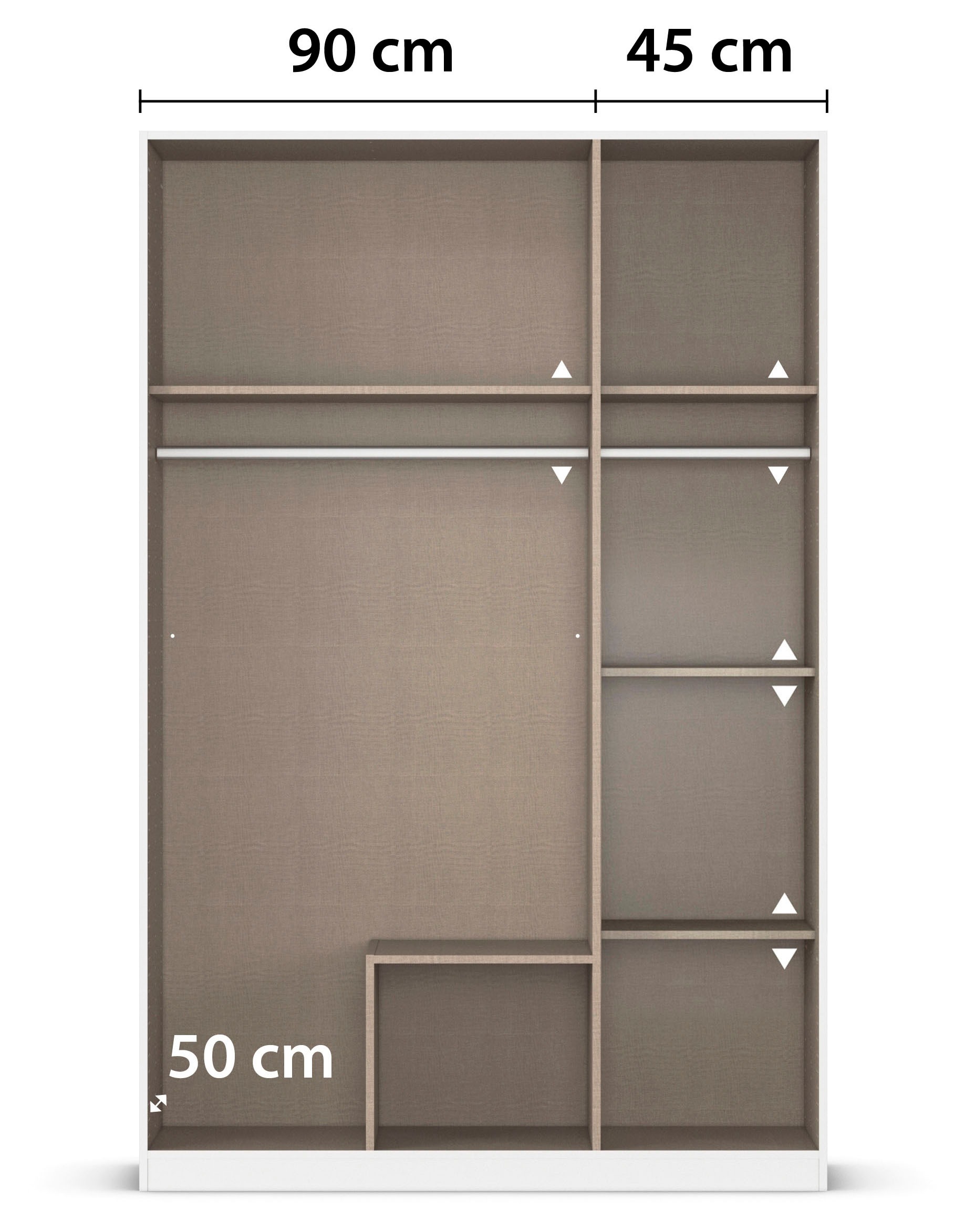 rauch Kleiderschrank »Kleiderschrank Schrank Garderobe Wäscheschrank Ankleide KREFELD« Breiten: 136/181 cm, Höhe: 199 cm,  farblich abgesetzte Spiegelumrandung, Griffstangen MADE IN GERMANY