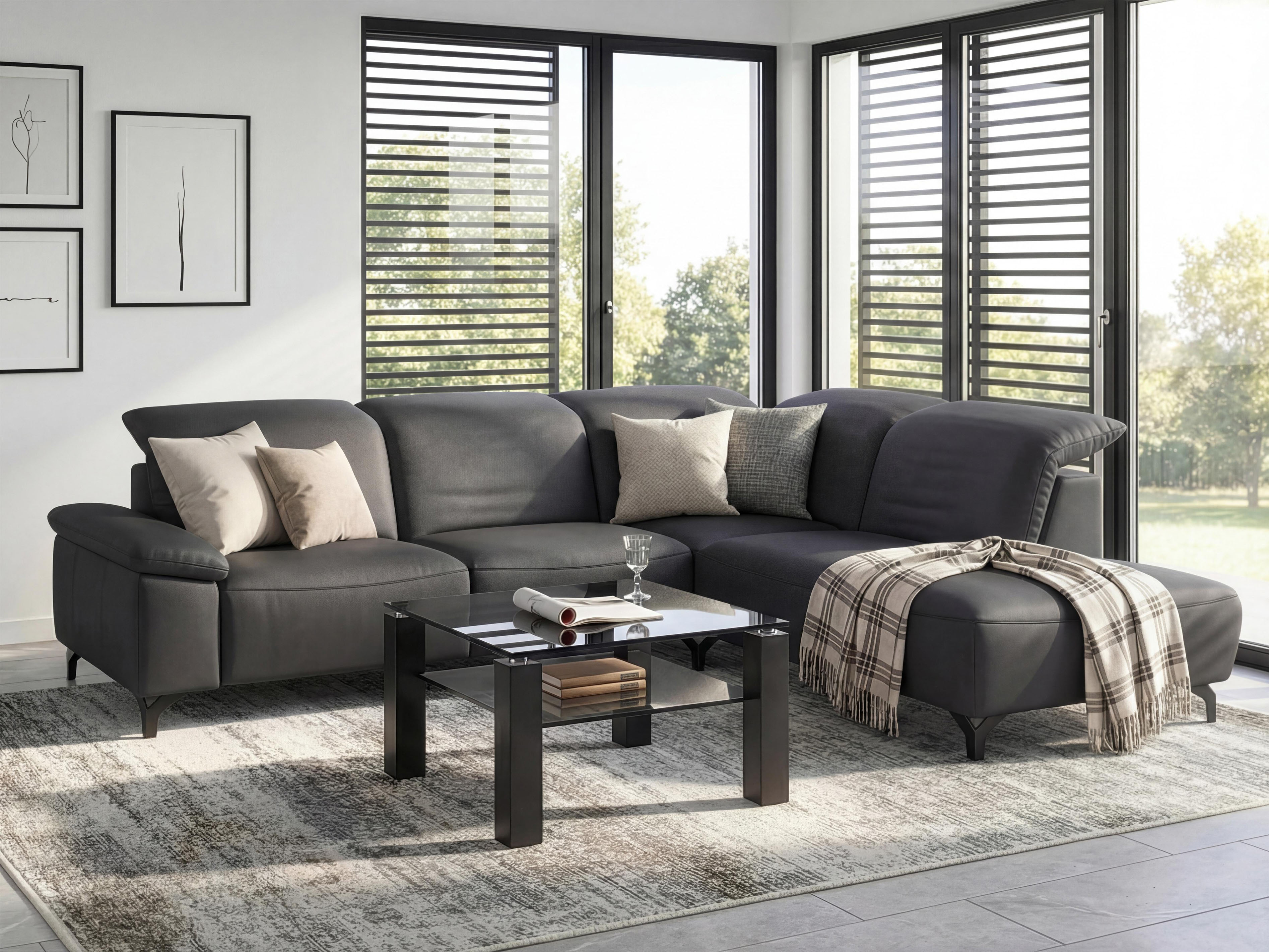 Musterring Ecksofa "MR370" Edles Leder in 3 Farben, Sitzkomfort nach Wahl, Maße 288 x 241 cm