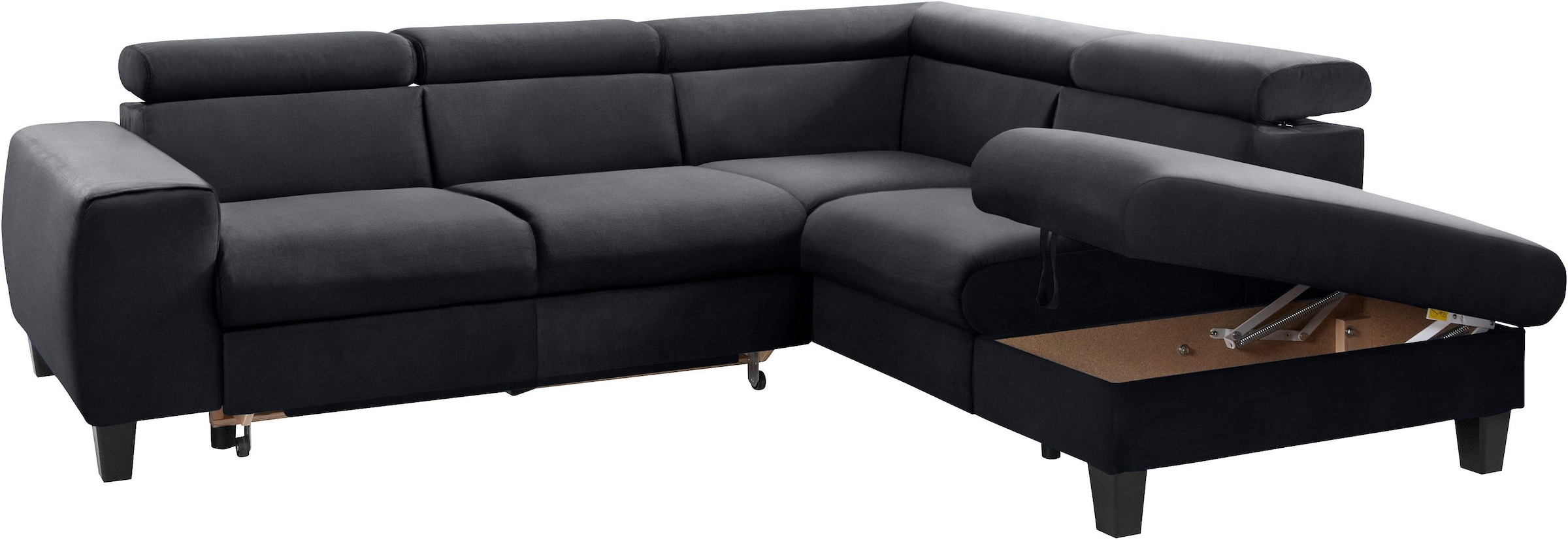 COTTA Polstergarnitur »Morven«, (Set), Set: bestehend aus Ecksofa und Hocker, Kopfteilverstellung