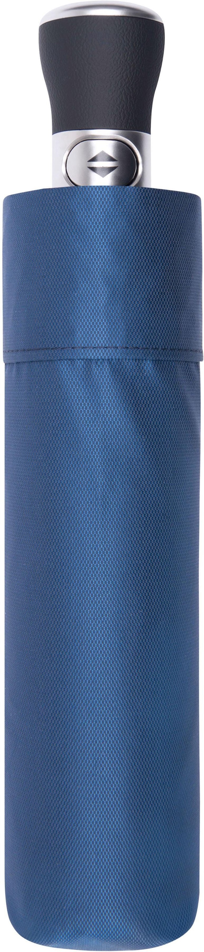 doppler MANUFAKTUR Taschenregenschirm »Oxford Uni, blau«, handgemachter Manufaktur-Taschenschirm