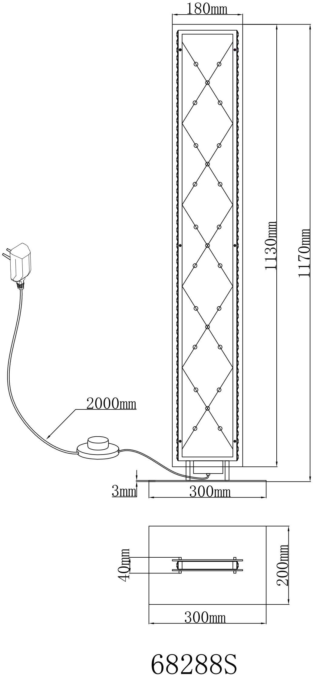 GLOBO LIGHTING Stehlampe »MIRRORA« LED-Modul 1 Stk. Stehleuchte Schwarz, 3D-Effekt, Kristalle, dimmbar, LED 45W