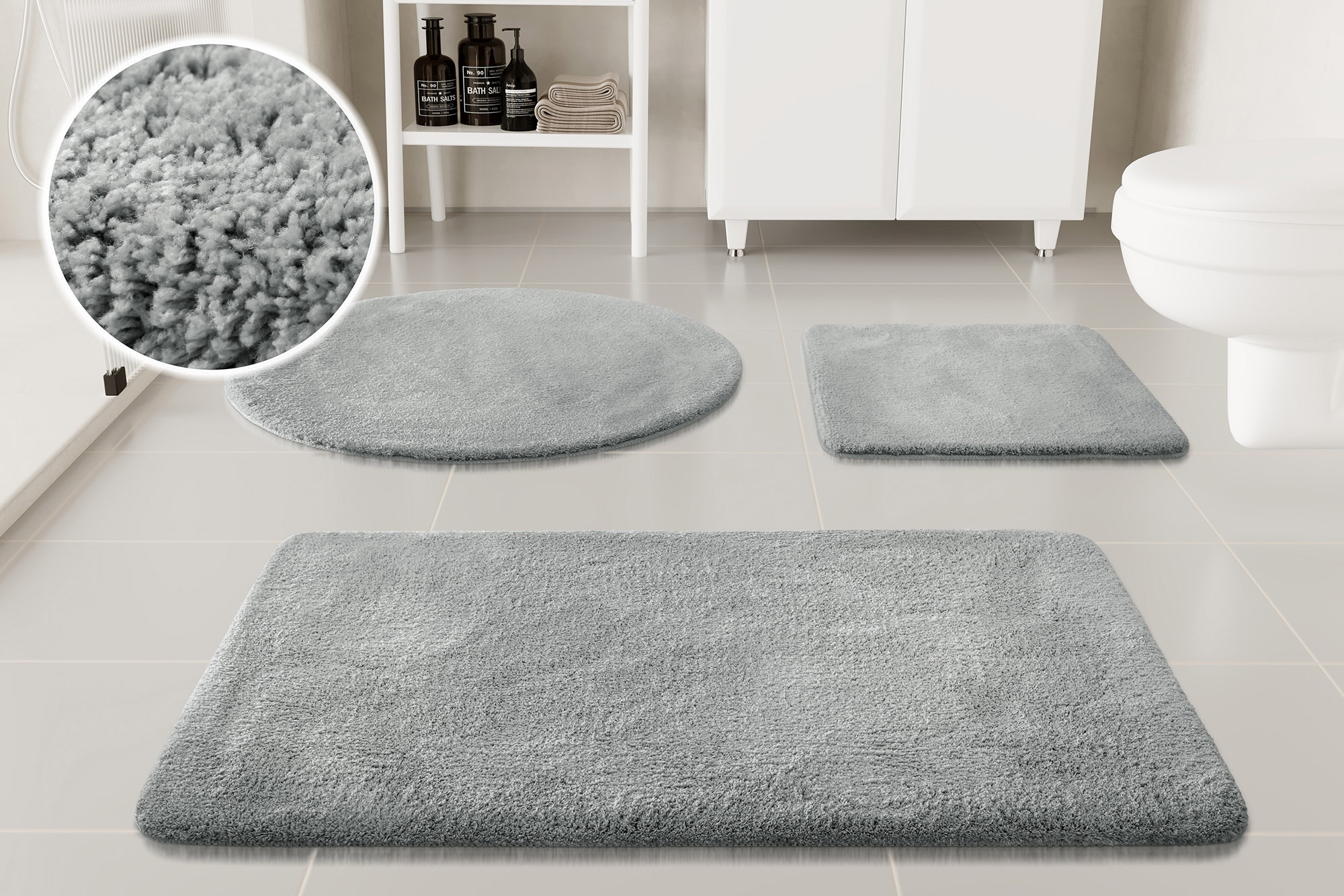 my home Badematte »Neele«, rutschhemmend beschichtet, schnell trocknend, Badteppich, getuftet, modern, Uni, antirutsch, flauschig, hochflor