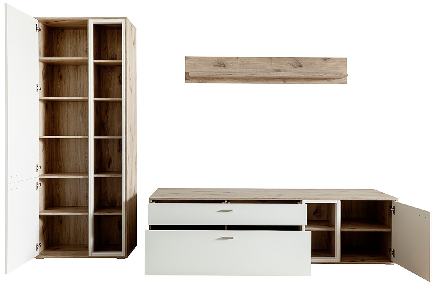 MCA furniture Wohnwand »SANTERNO«, (Komplett-Set, 3 St., 3-teilg), Wohnzimmer Set (3-tlg.), Türen & Schubkästen gedämpft, Breite 292 cm