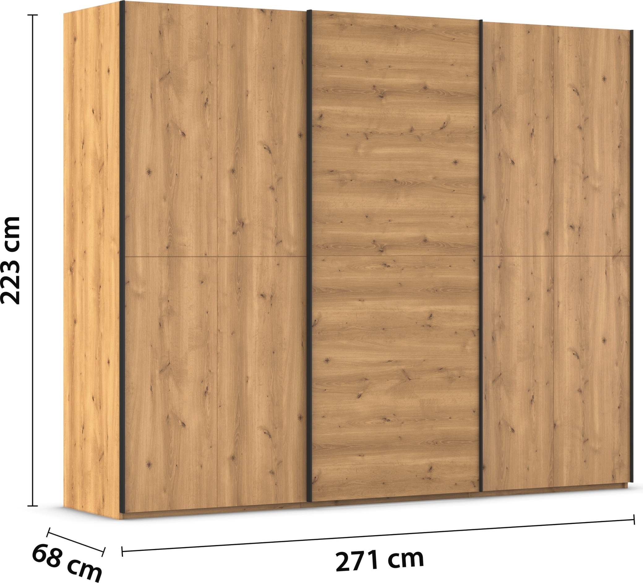 rauch Schwebetürenschrank »Kleiderschrank Schrank Garderobe Schlafzimmerschrank SCALE-WOOD«, senkrecht geteilte Türen in robuster massiver Asteiche MADE IN GERMANY