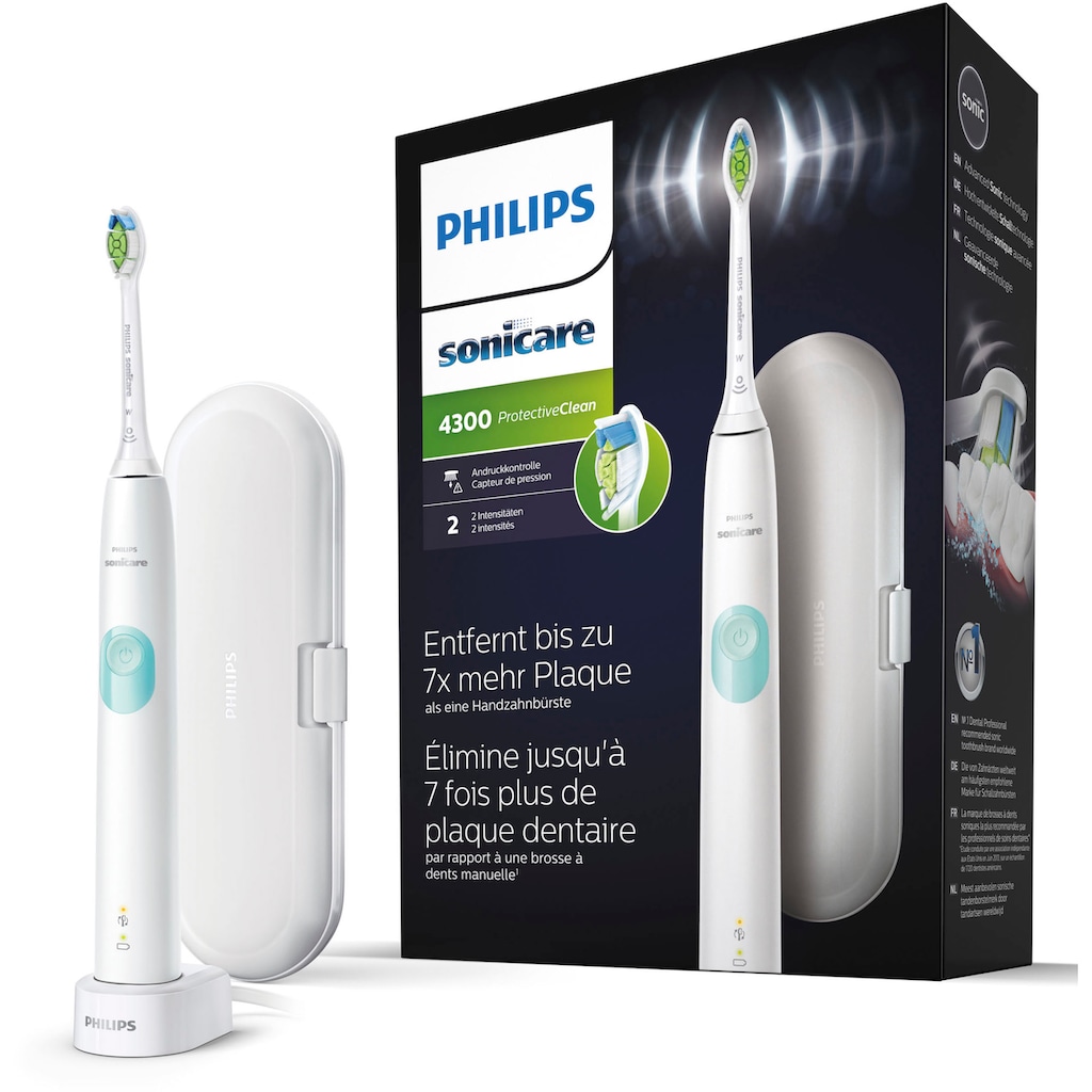 Philips Sonicare Elektrische Zahnbürste »ProtectiveClean 4300 HX6807/28« 1 St. Aufsteckbürsten mit Schalltechnologie und BrushSync Funktion Ladestation Reiseetui