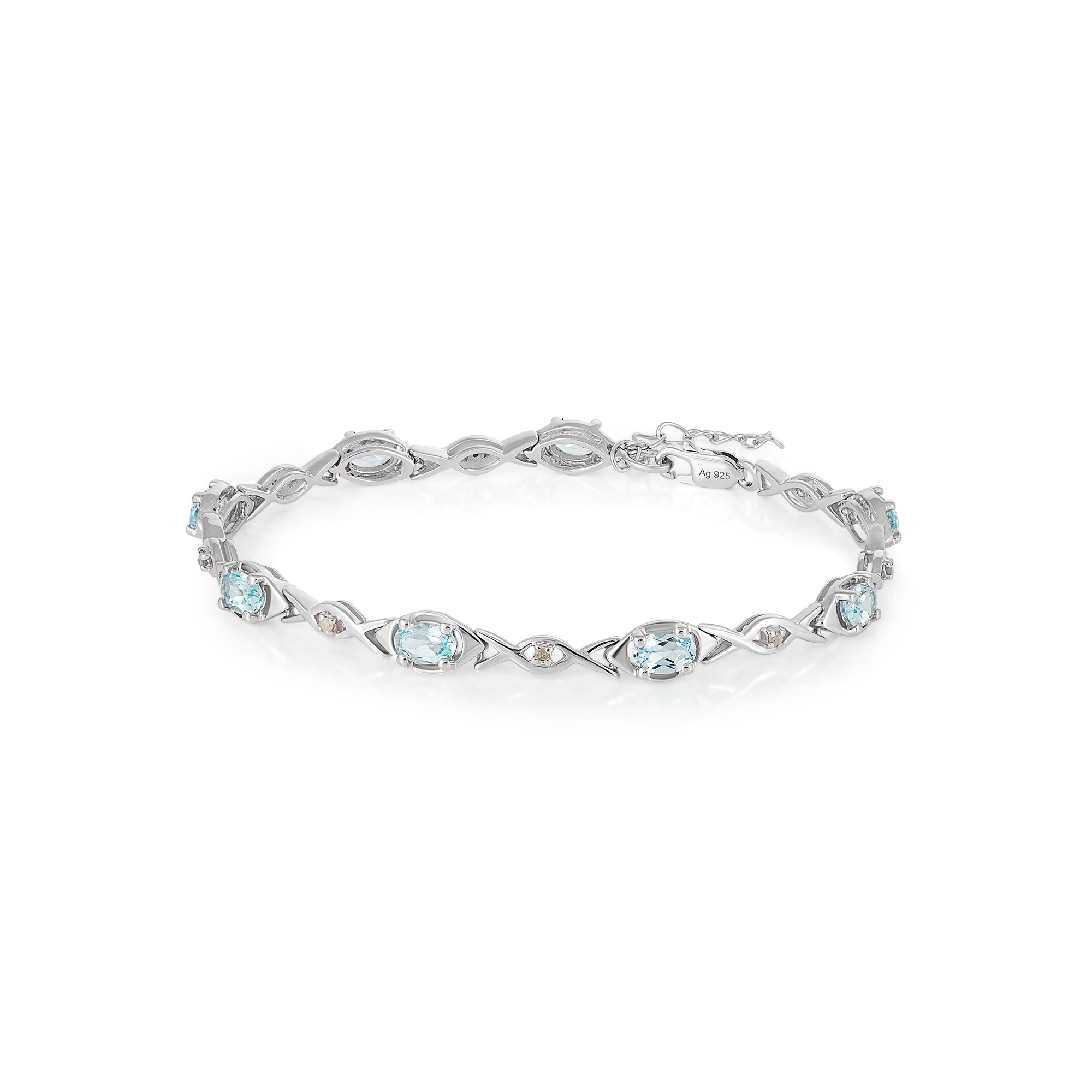 Armband »925-Sterling Silber rhodiniert Glänzend Blautopas beh. Blau«