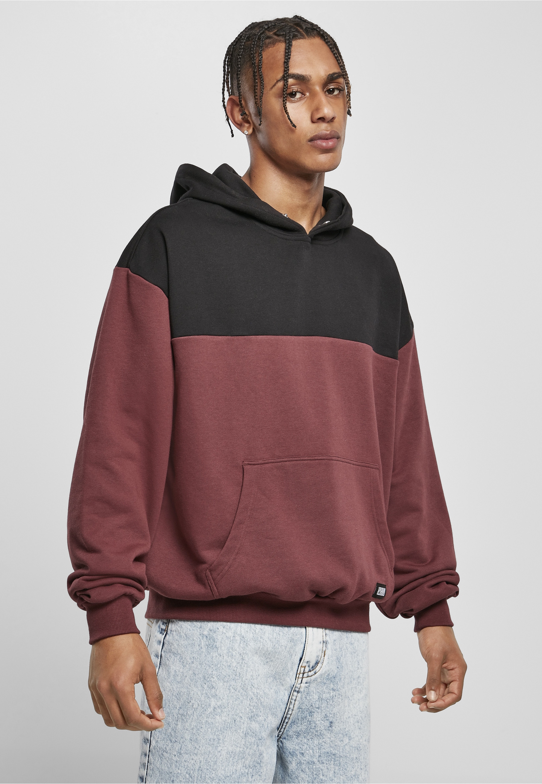 URBAN CLASSICS Rundhalspullover »Urban Classics Herren Upper Block Hoody« 1 Stk.