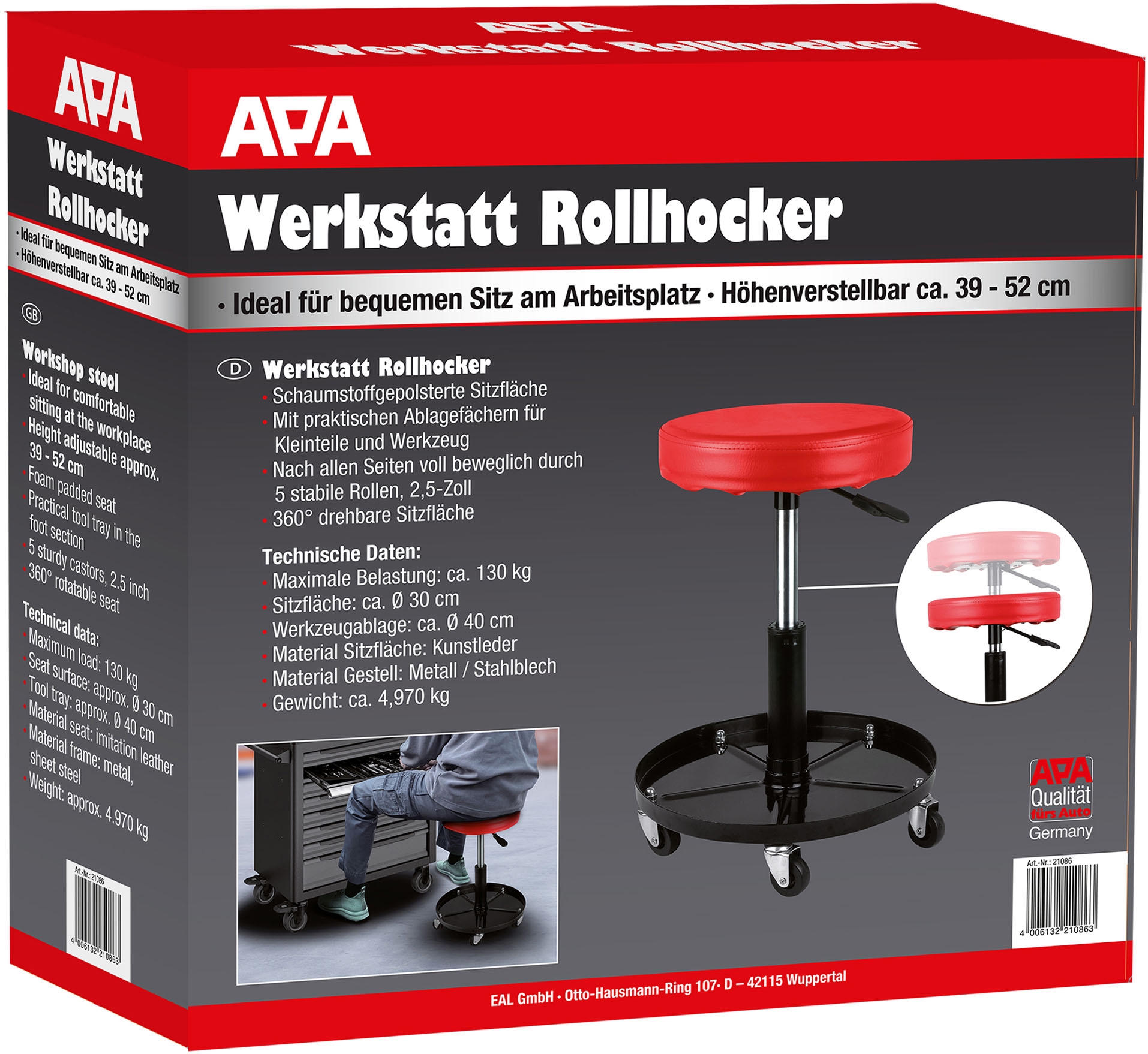 APA Arbeitshocker »Werkstatt Rollhocker«