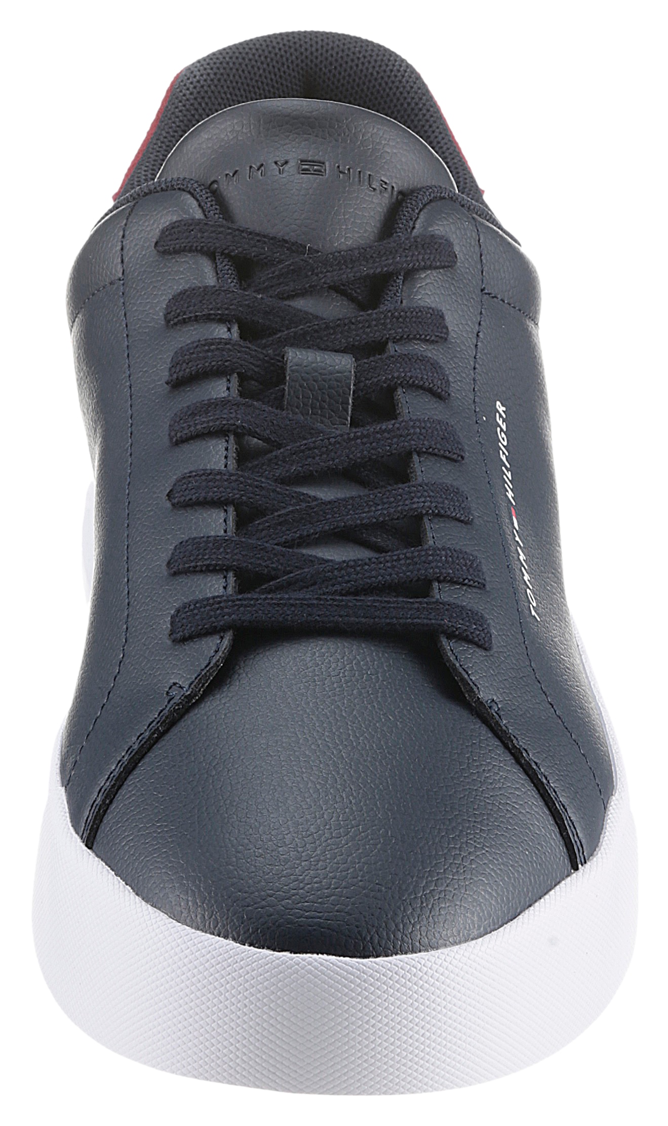 Tommy Hilfiger Plateausneaker »TH COURT LEATHER GRAIN ESS«, Freizeitschuh, Halbschuh, Schnürschuh mit Logoschriftzug