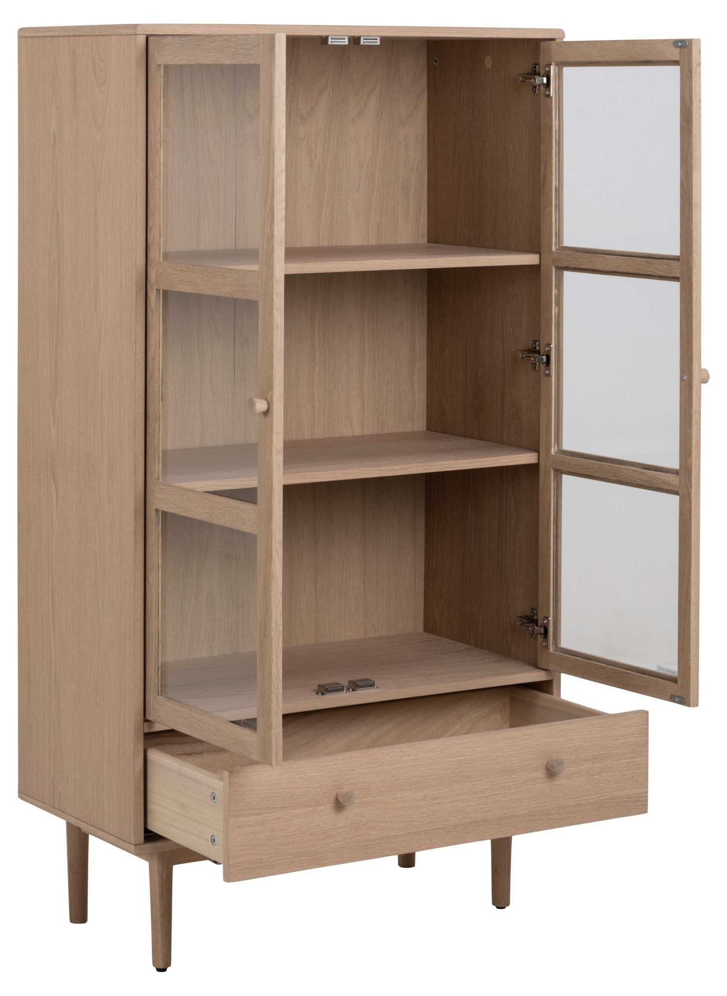 ACTONA GROUP Vitrine »Aston«, Schrank, 2 Glastüren, 2 Einlegeböden, 1 Schublade, Eiche Furnier