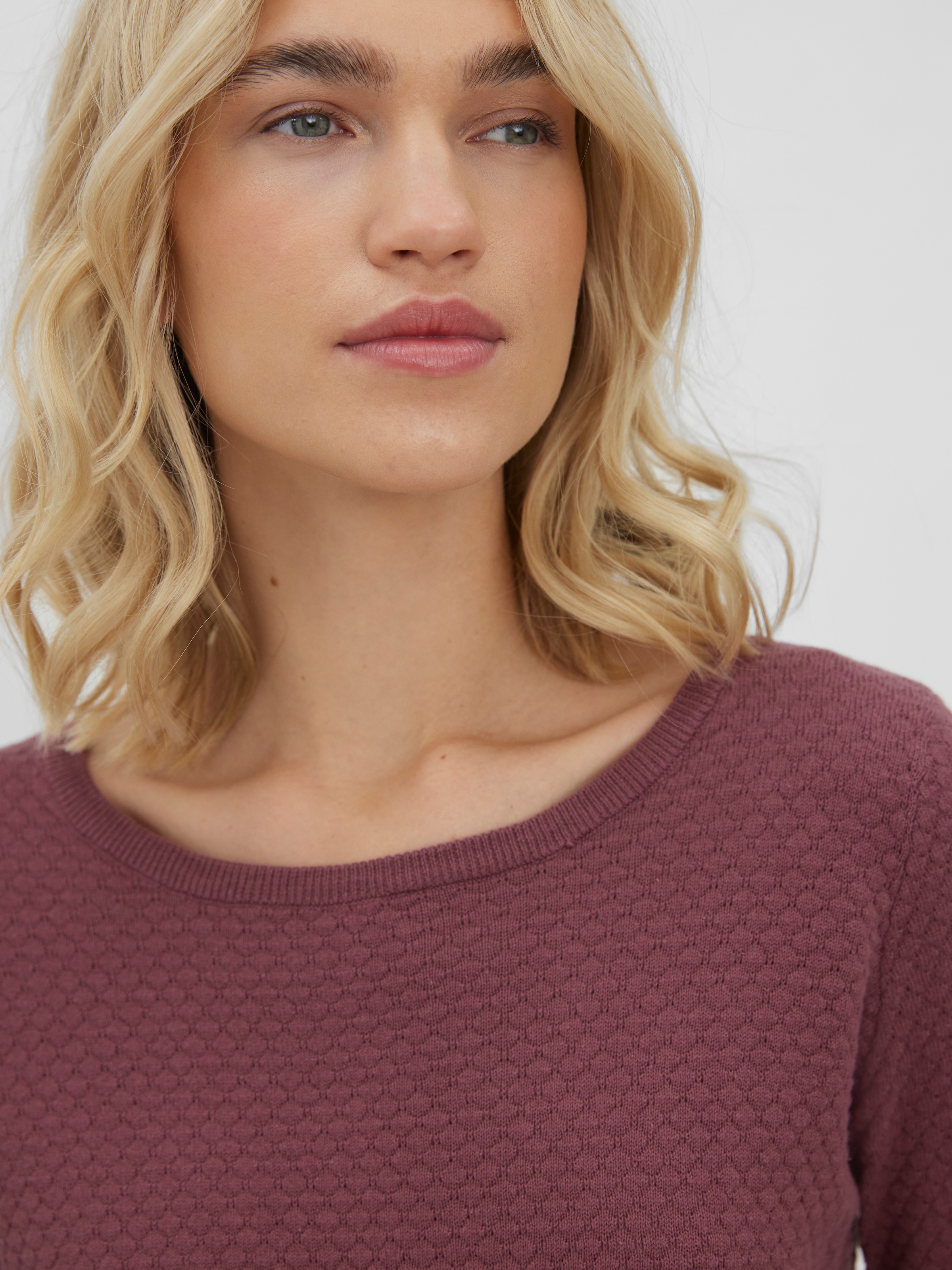 Vero Moda Rundhalspullover "VMCARE STRUCTURE LS O-NECK BLOU NOOS", mit Stru günstig online kaufen
