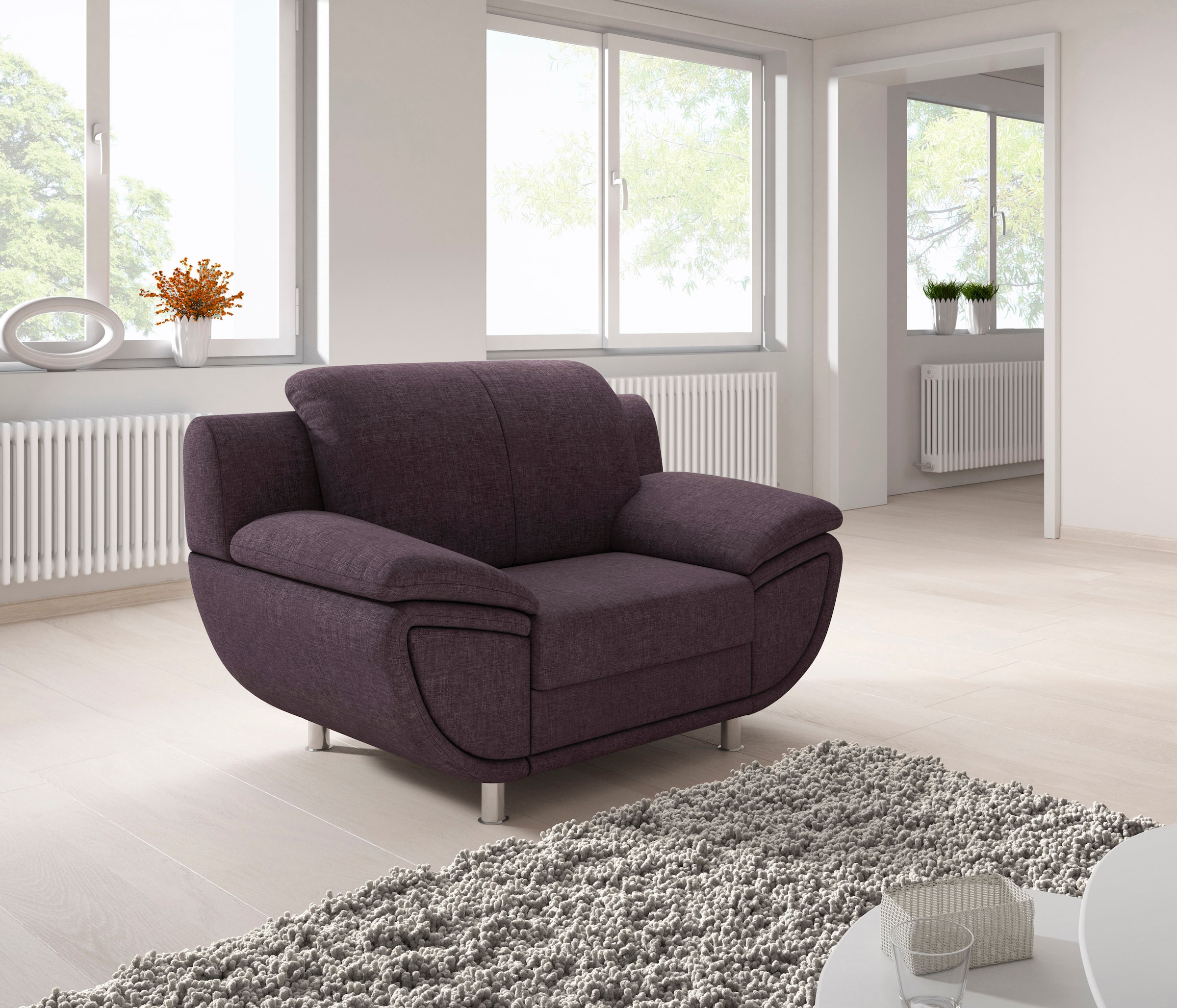 TRENDMANUFAKTUR Sessel »Rondo II, Loungesessel zeitlos und bequem«, wahlweise mit komfortablem Federkern, mit extra breiten Armlehnen