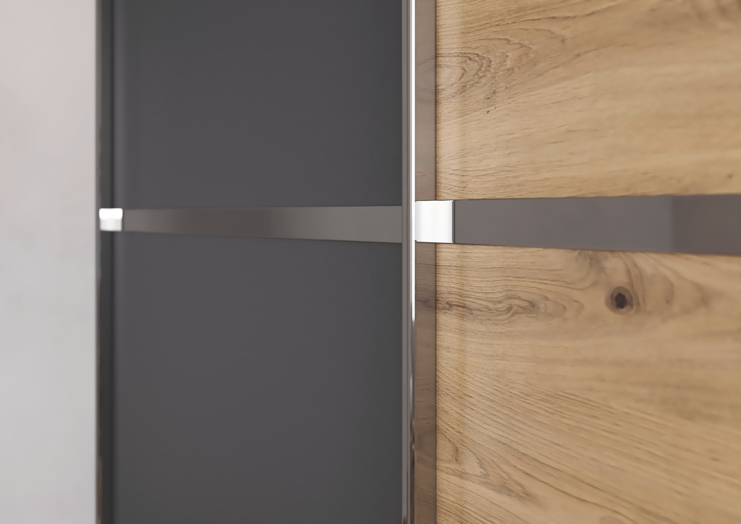 rauch Kleiderschrank »Schwebetürenschrank OTTO´s Choice Garderobe Schrank TOP ANGEBOT Avola«, (in 3 verschiedenen Ausstattungen BASIC/CLASSIC/PREMIUM), mit eleganten Zierleisten in Chrom, Schwarz oder Weiß MADE IN GERMANY