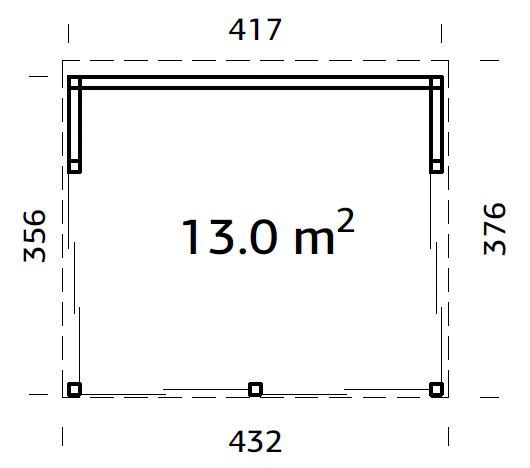 Palmako Holzpavillon »Nova«, mit Doppelstegplatten, BxT: 432x376 cm, grau