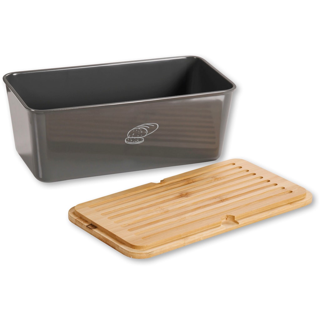 KESPER® Brotkasten »Brotbox mit Bambusdeckel«, (2 tlg.), mit abnehmbaren Deckel mit Schneidefläche