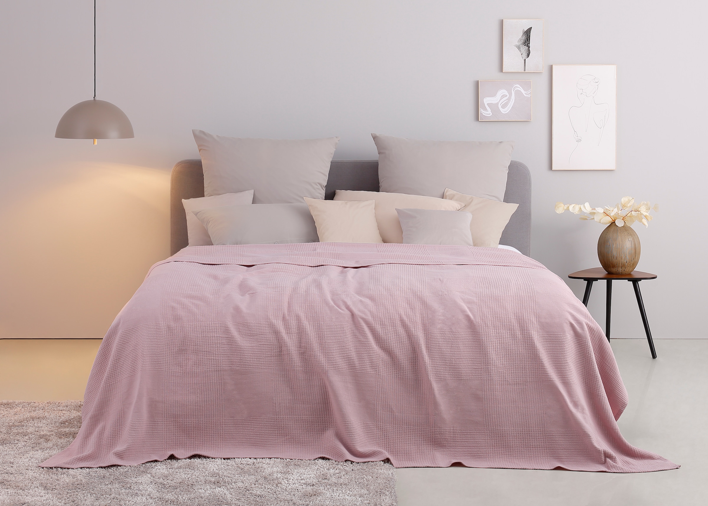 OTTO home Tagesdecke "Mira" leichte Tagesdecke aus 100% Baumwolle, uni Überwurf, ohne Füllung