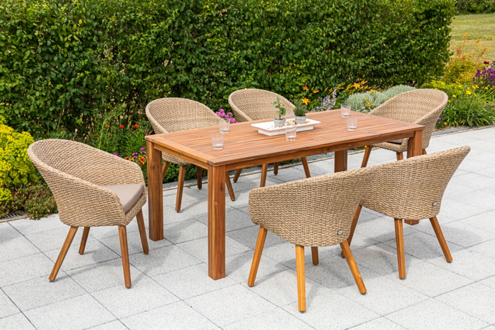 MERXX Garten-Essgruppe »Arrone«, (7 tlg.), 6 Sessel mit Tisch