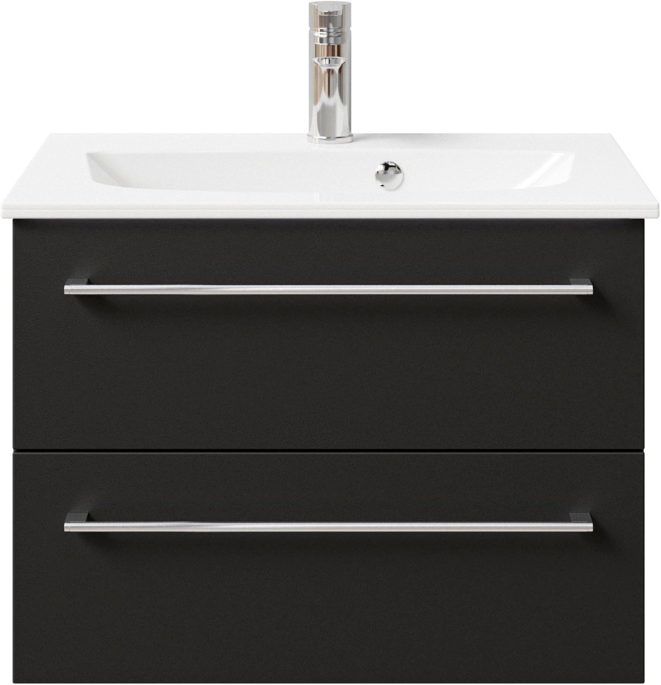 Saphir Badmöbel-Set »Serie 6025 2-teilig Mineralmarmor-Waschtisch mit LED-Spiegelschrank« 2 Stk. tlg.