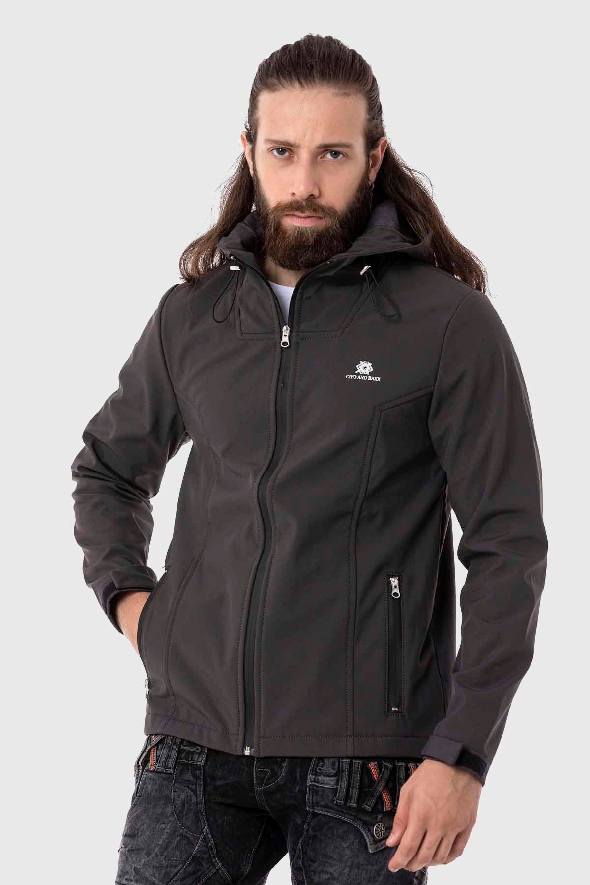 Cipo & Baxx Funktionsjacke ""CJ289"" mit Kapuze im unifarbenen Look