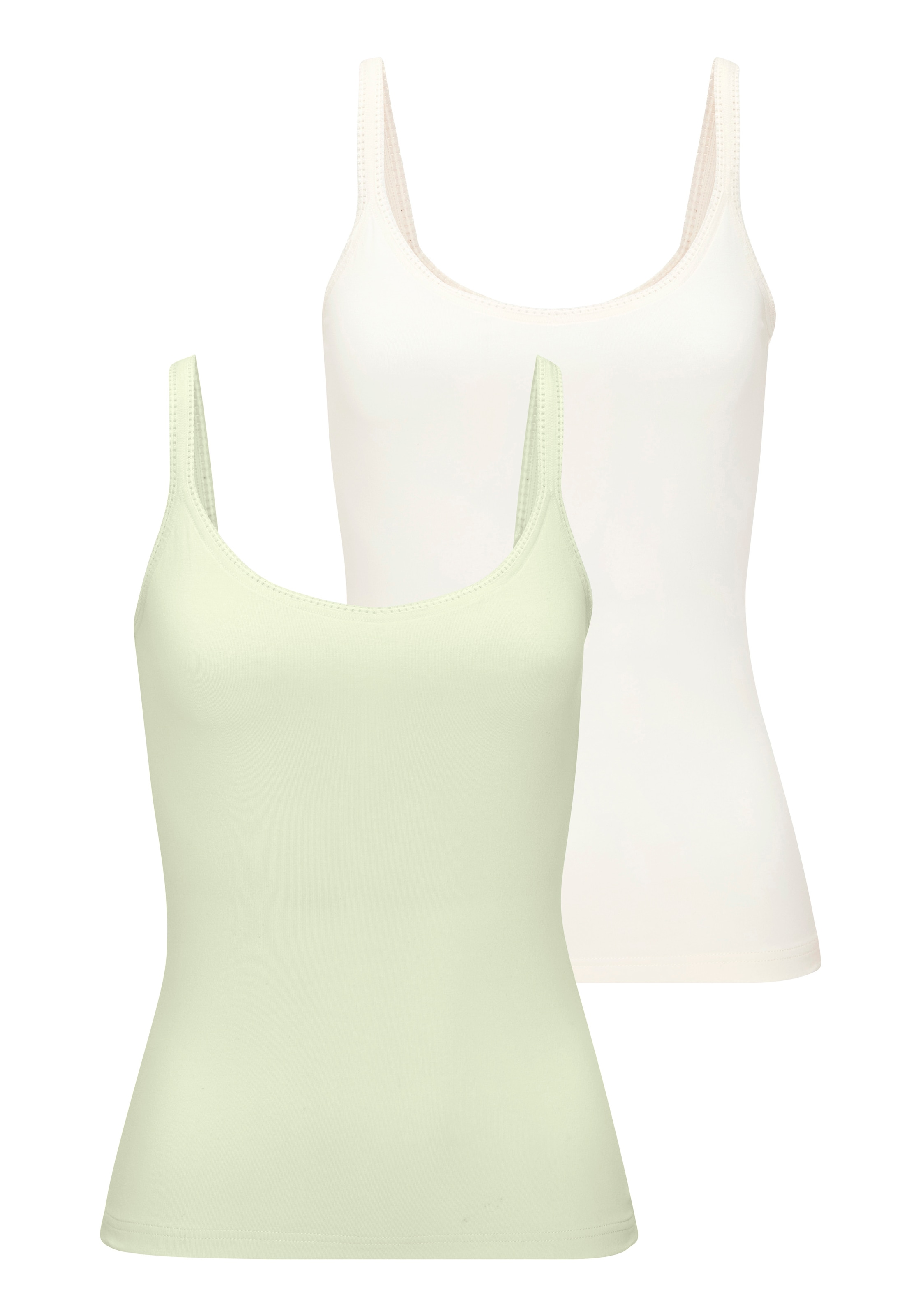LASCANA Spaghettitop 2er Pack,  schön gerundeter Ausschnitt, verstellbare Träger