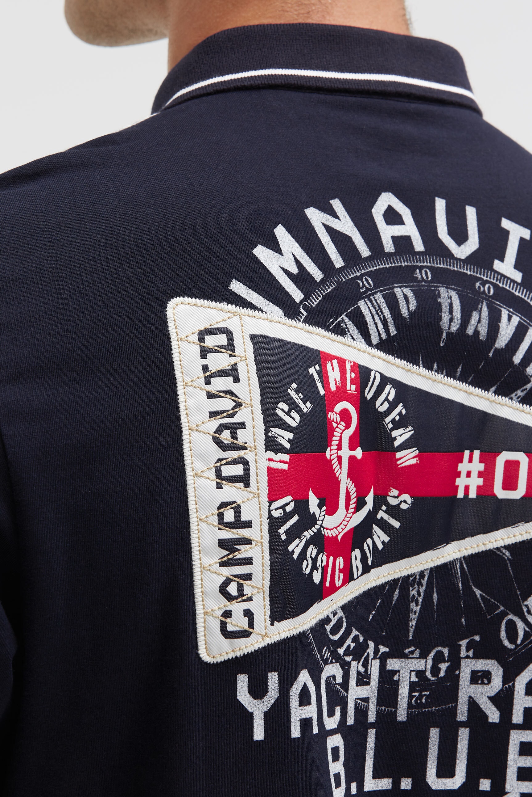 CAMP DAVID Langarm-Poloshirt aus Baumwolle