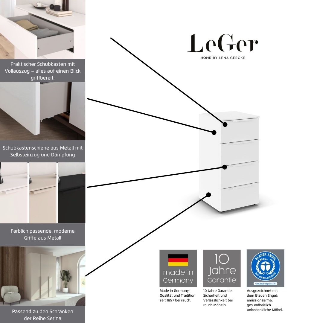 LeGer Home by Lena Gercke Kommode »Kommode Sideboard Schubladenkommode SERINA eleganter Eyecatcher« inkl. SOFT-CLOSE-FUNKTION,  mit 4 Schubkästen sowie hochwertigen Metallgriffen MADE IN GERMANY