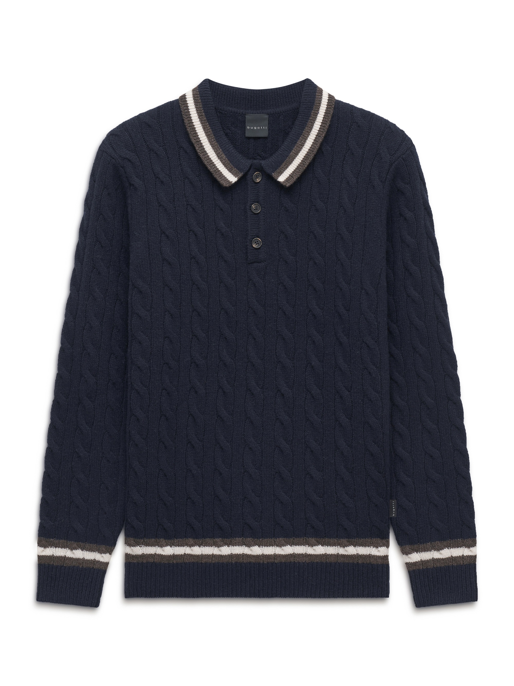 bugatti Poloshirt »Regular Fit« Regular Fit Wollmix Zopfmuster