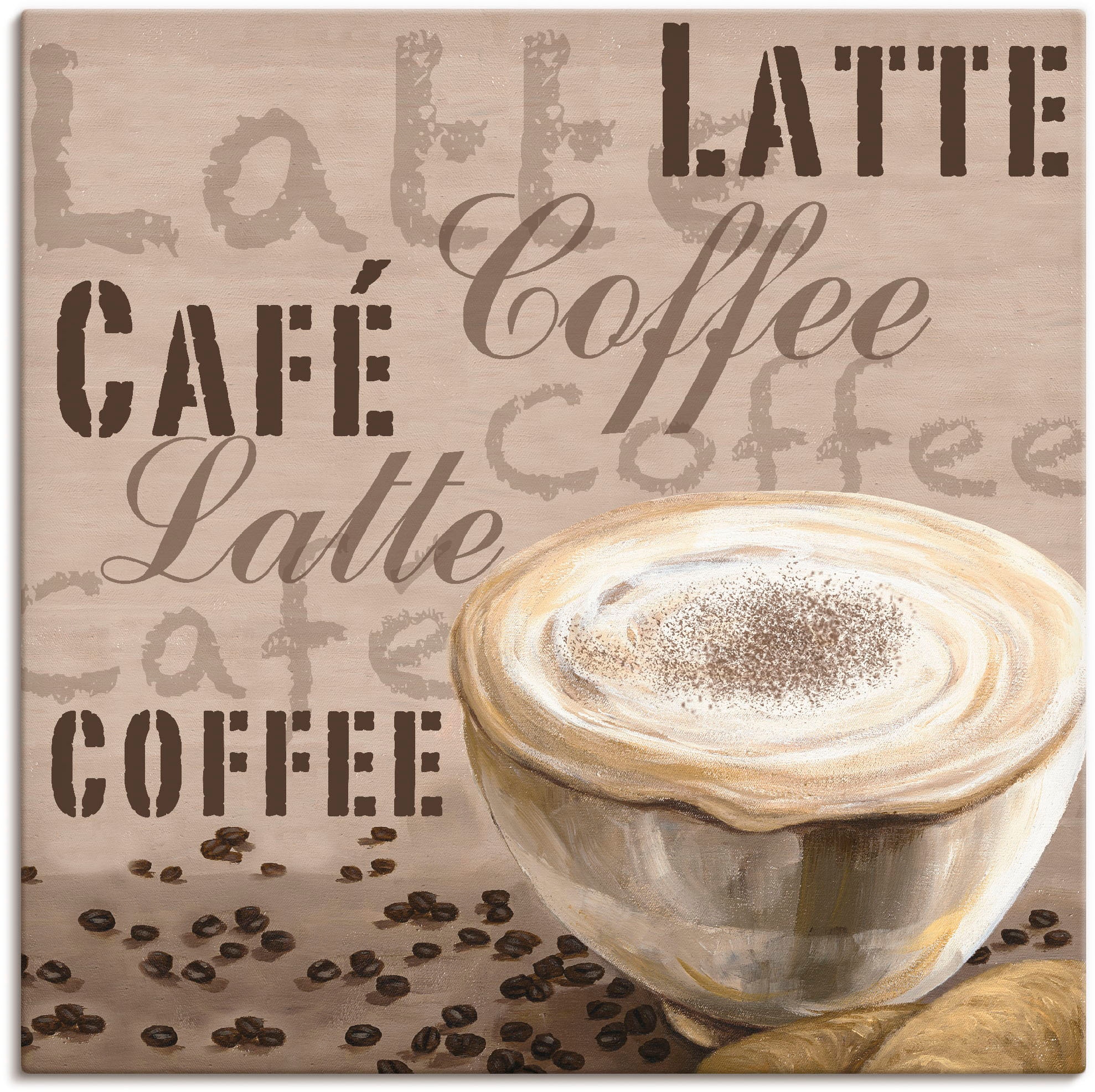Artland Leinwandbild "Milchkaffee" Getränke 1 Stk. tlg. auf Holzrahmen gespannt