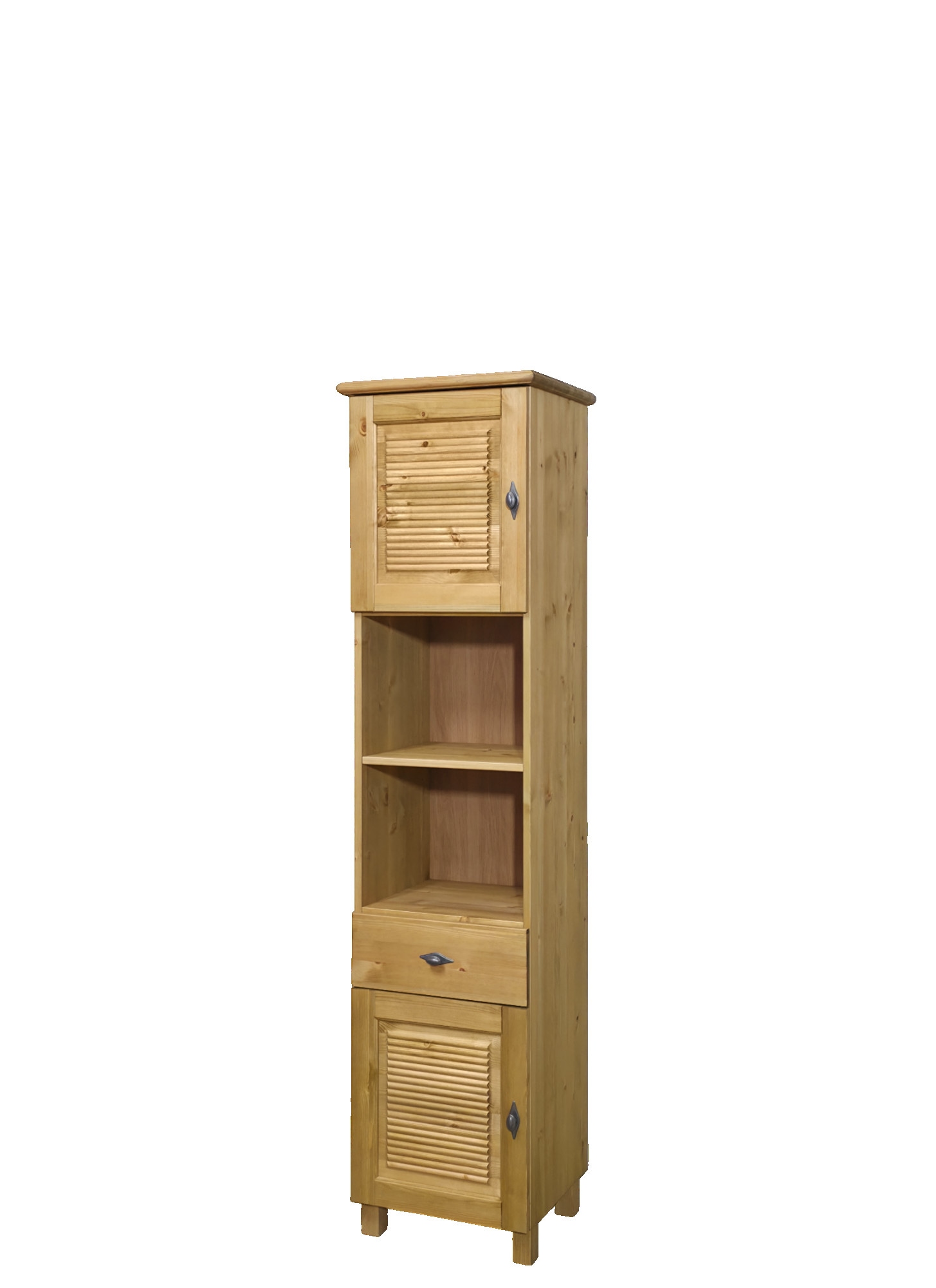 OTTO home Hochschrank "Rauna" aus massiver Kiefer, Breite 44 cm, Rillenoptik, made in EU