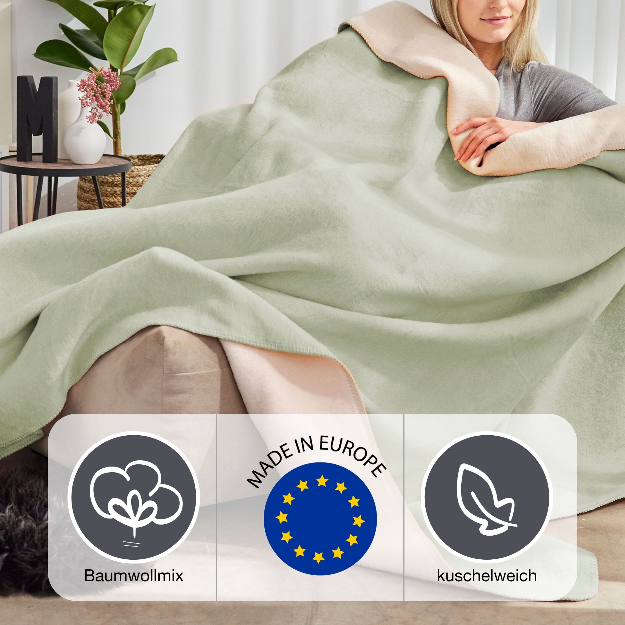 IBENA Wohndecke »Wohndecke Doubleface Dublin« in trendigen Farben