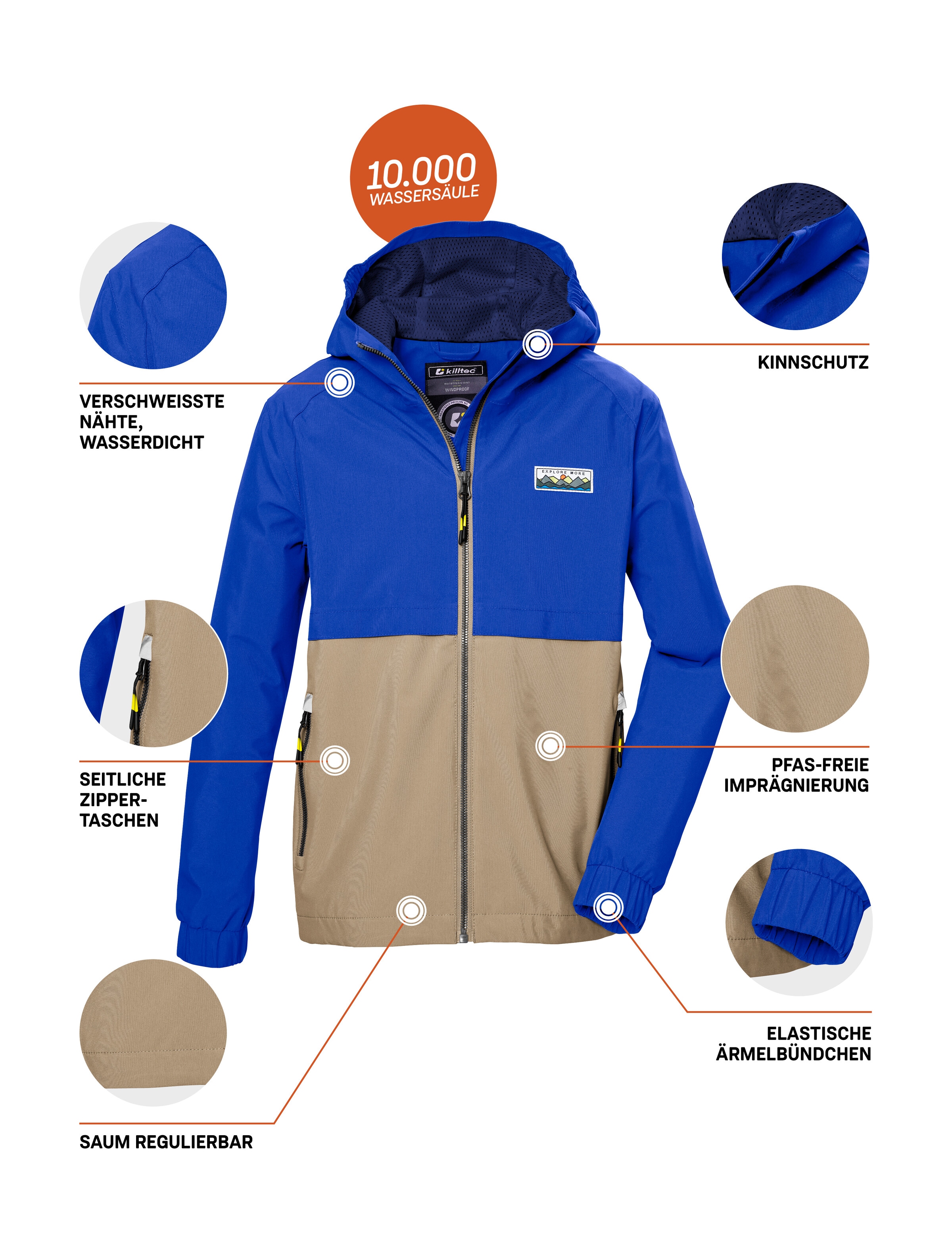 Killtec Funktionsjacke »KOS 141 BYS JCKT«, Wasserdichte Kinderjacke, Colourblock, reflektierend, PFAS-frei