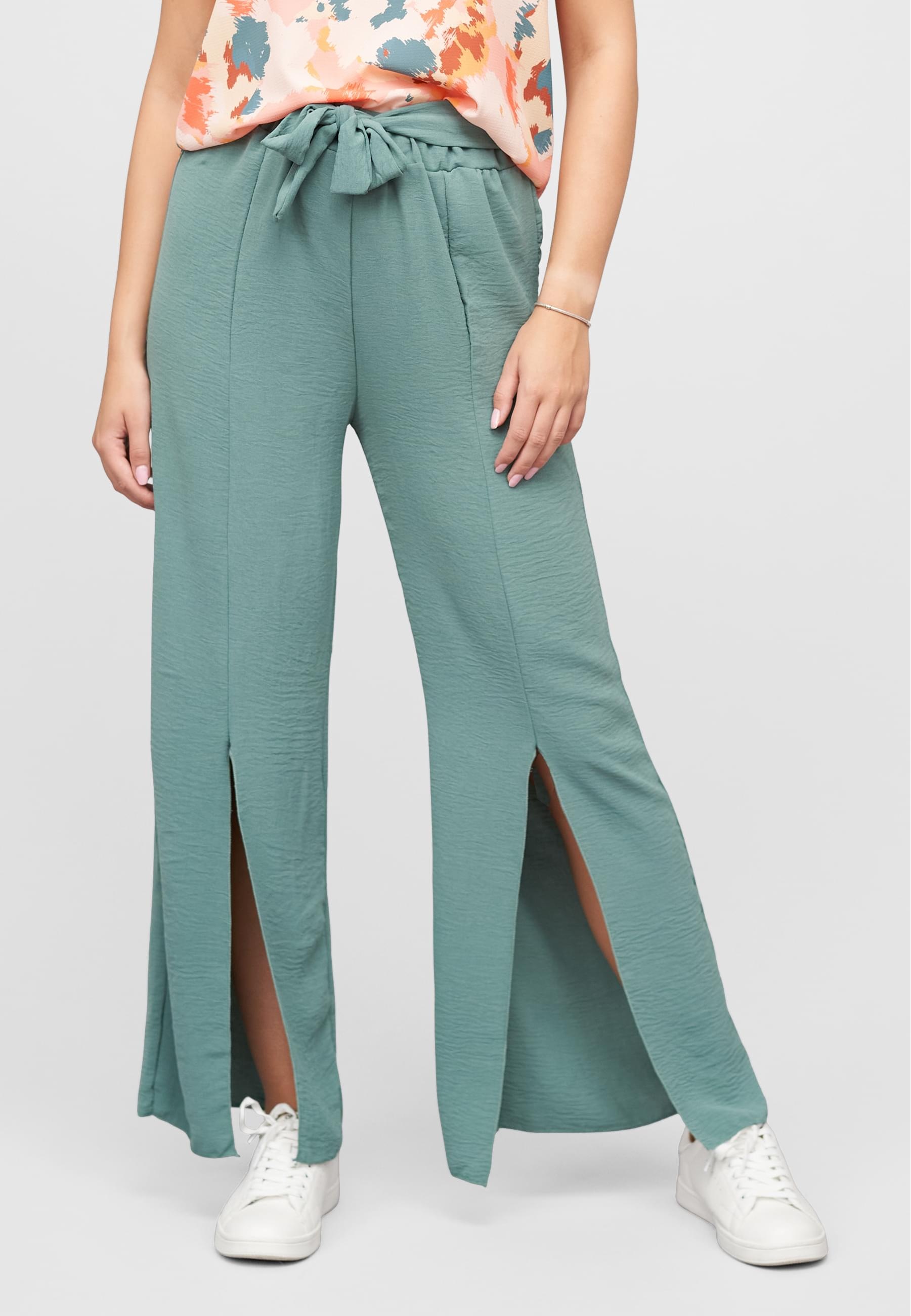 CLOUD 5IVE Stoffhose »CLOUD 5IVE Sommerhose mit seitlich. Schlitzen und Bindegürtel«, (1 tlg.)