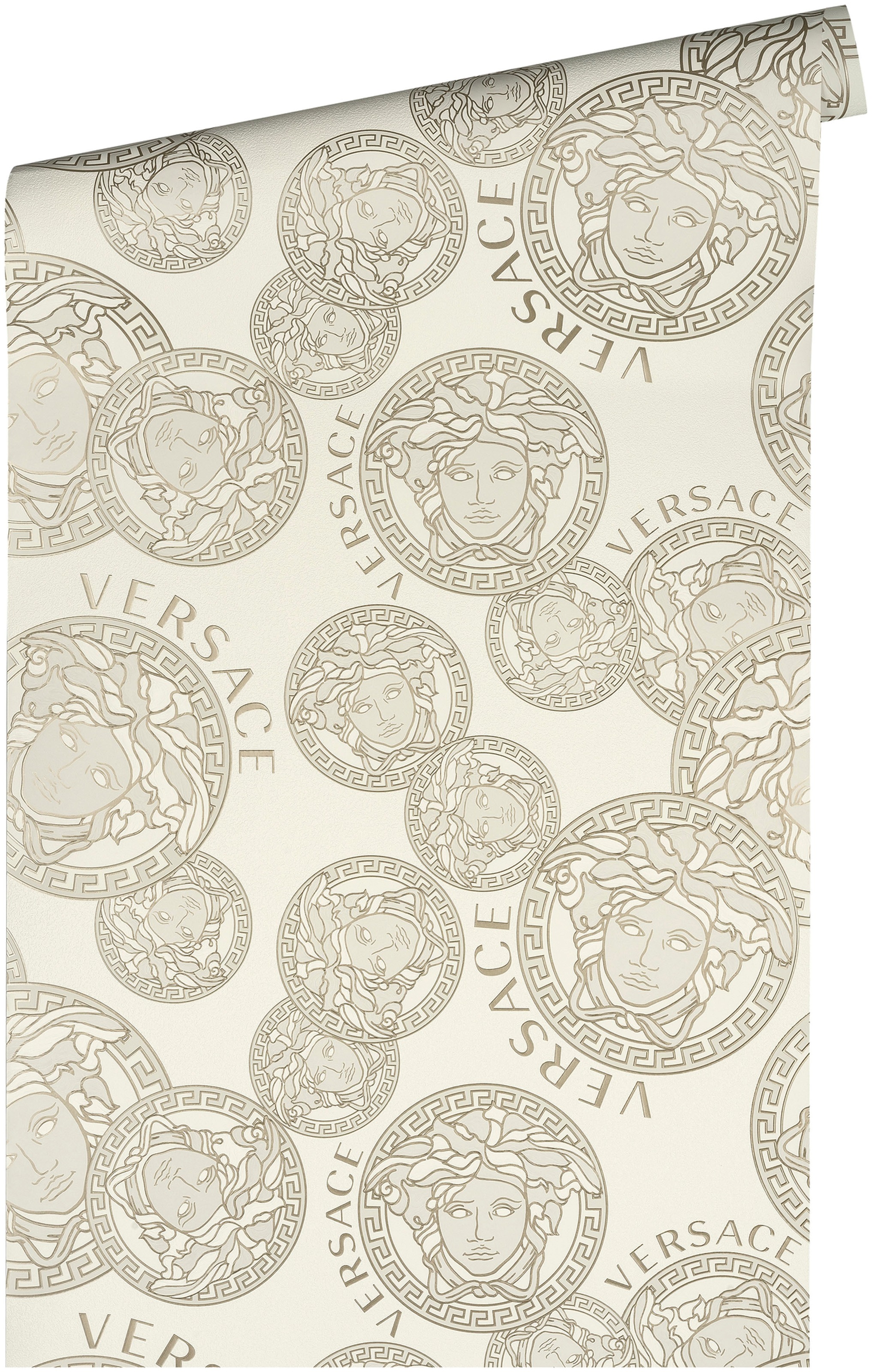Versace Vliestapete »Wallpaper Versace 5 Medusakopf«, leicht glänzend-gemustert-abstrakt, Designertapete Tapeten Wohnzimmer Schlafzimmer Küche Flur Design Optik