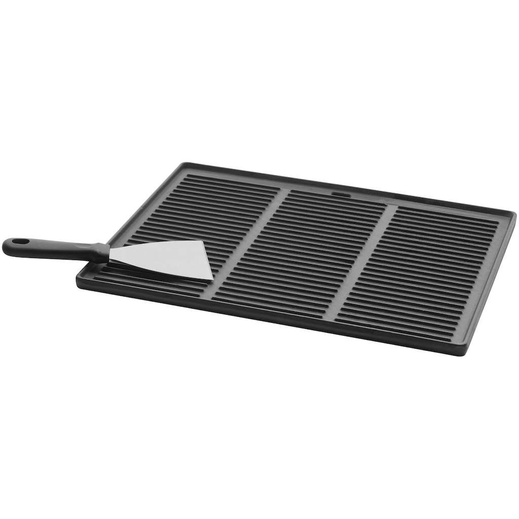 Buschbeck Grillplattenaufsatz »Plancha-Platte mit Grillspachtel«, Gusseisen-Kunststoff-Edelstahl