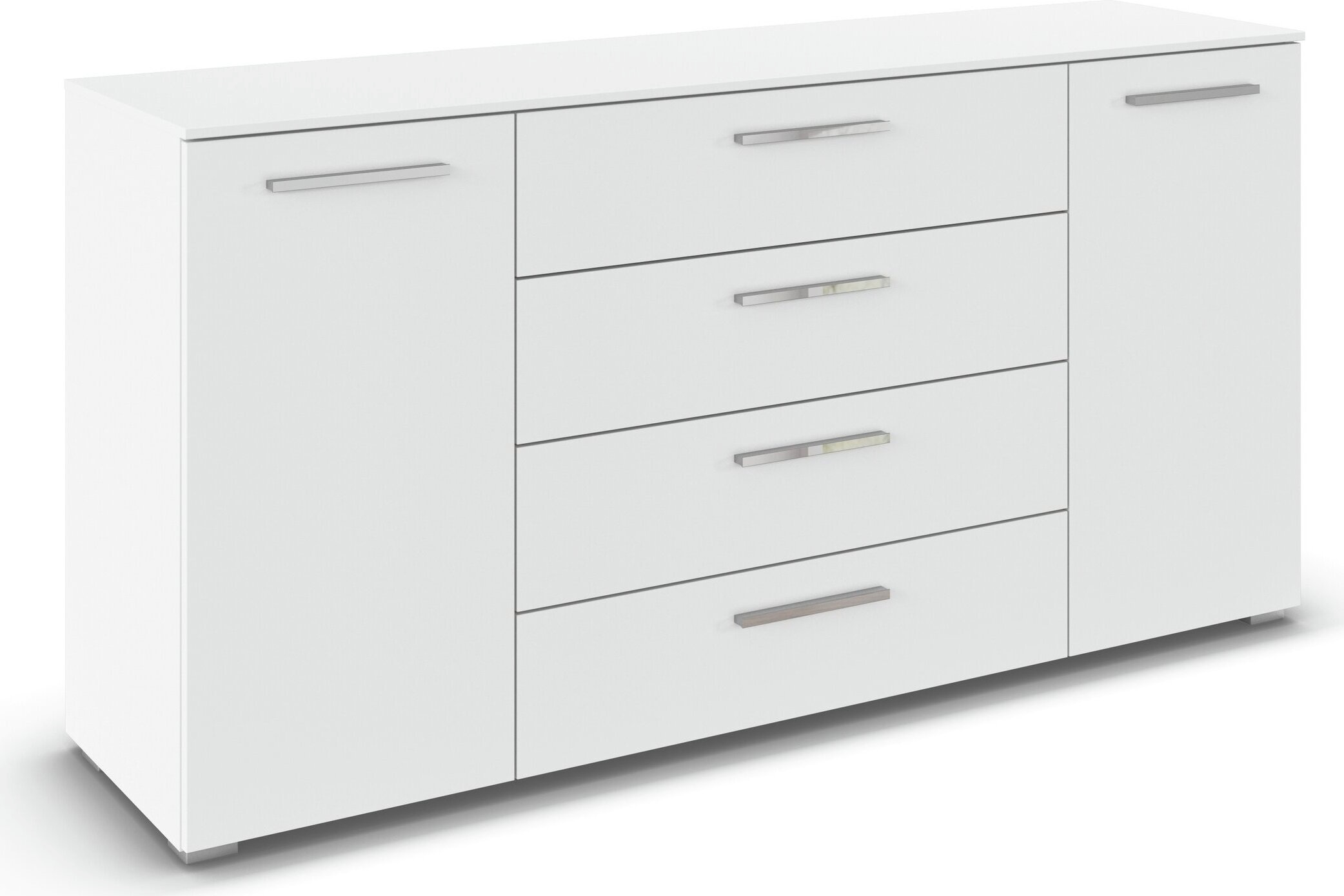 rauch Kombikommode "Sideboard Schubkommode Kommode MONTCLAR Front Dekor/Hochglanz/Glas" Breite 160 / Höhe 81 cm, 2 Einlegeböden, inkl. Soft-Close-Funktion, 2-türig, 4 geräumige Schubladen, viele Griffvarianten MADE IN GERMANY