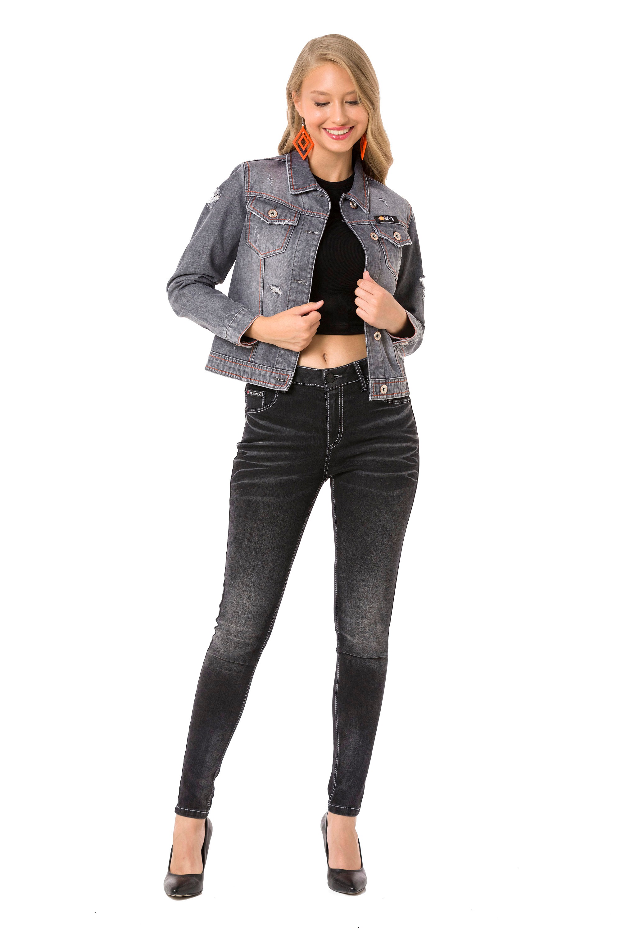 Cipo & Baxx | Nähten BAUR mit kontrastfarbenen online Jeansjacke, bestellen