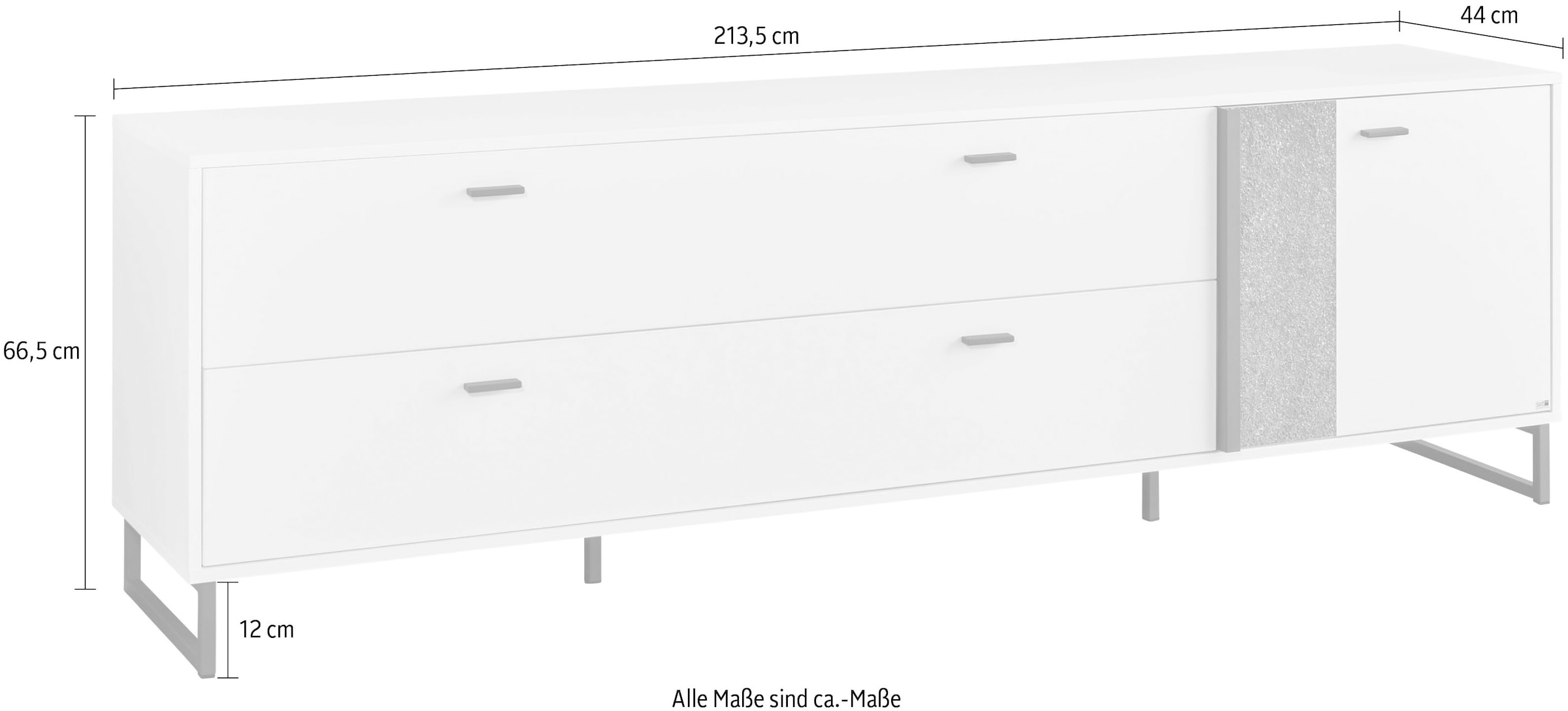 set one by Musterring TV-Schrank »Deltona«, inkl. LED-Beleuchtung, Metallkufe, Sandstein-Zierelement, B214 x H67cm