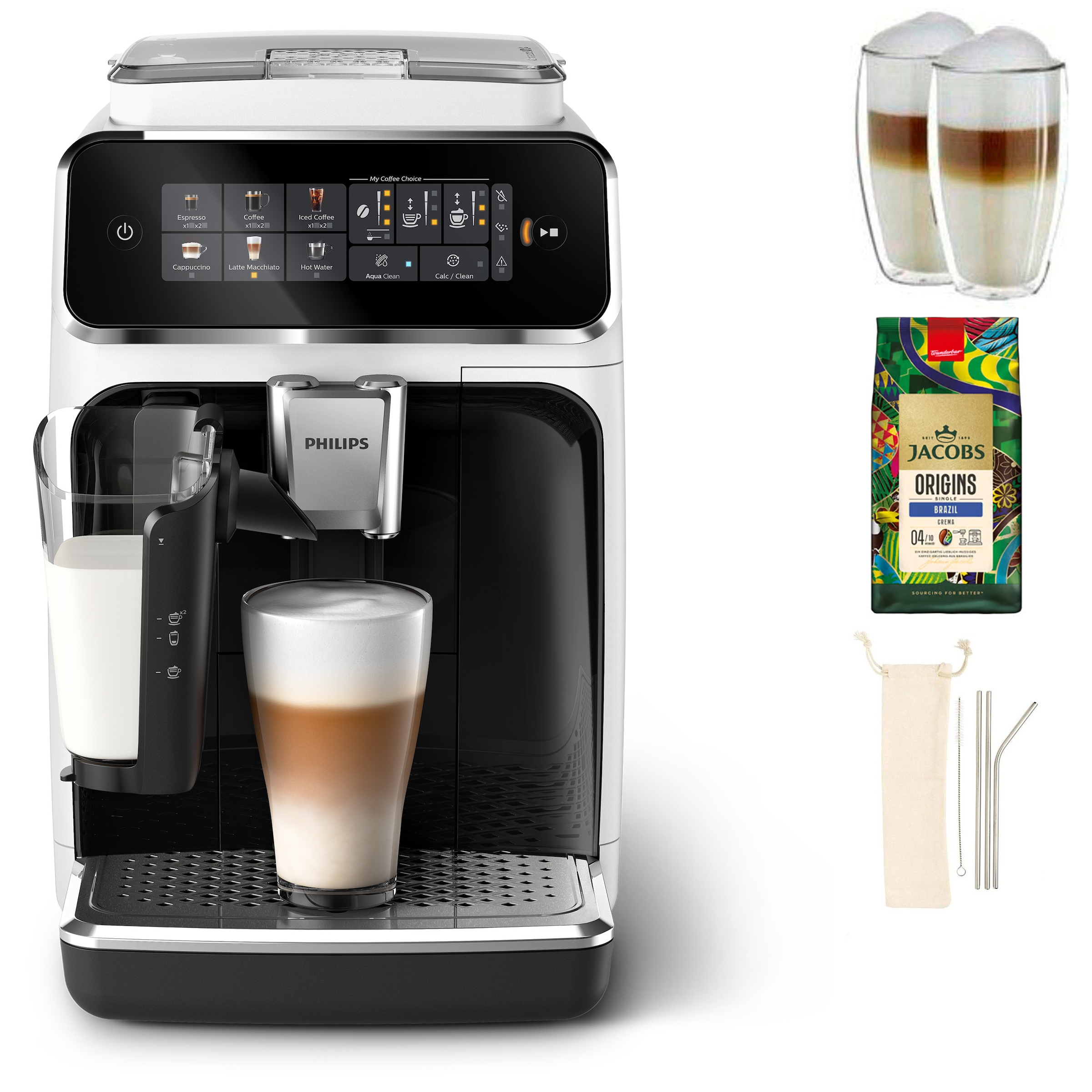 Philips Weiß Schwarz Kaffeevollautomat "Ep3343/50 3300 Series 6 Getränke (Heiß Oder Eisgekühlt)" Lattego-Milchsystem Silentbrew Technologie von Baur