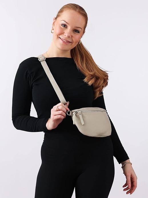 Zwillingsherz Umhängetasche »XXL Crossbody Bag Leder«, Große Umhängetasche mit Reißverschluss