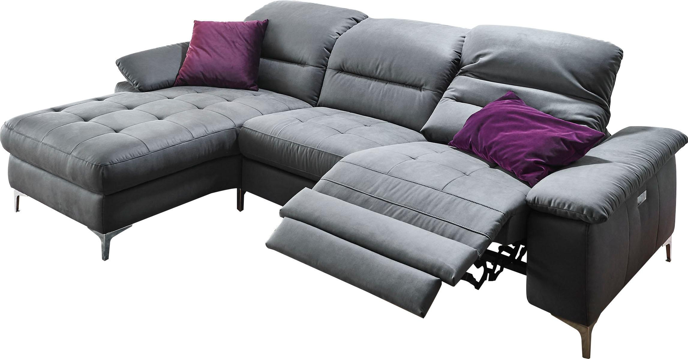 Places of Style Ecksofa »Basel L-Form«, mit vollmotorischer Relaxfunktion und motorischer Recamiere