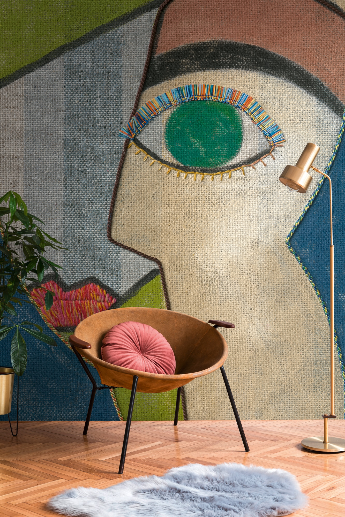 living walls Fototapete "THE WALL III Kunst Tapete Motivtapete Textil-Optik Kunst" matt glatt Vliestapete Abstrakt für Schlafzimmer Küche Wohnzimmer Kunst Design
